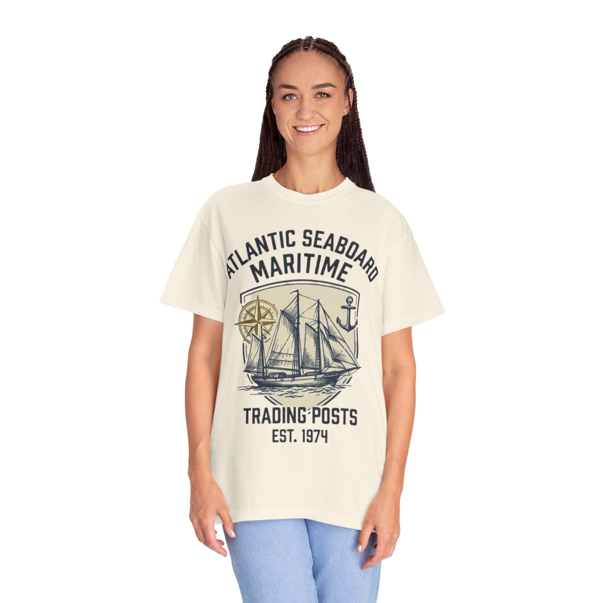 Maritime Sailing Tee — "Atlantic Seaboard" Vintage Ship Graphic
