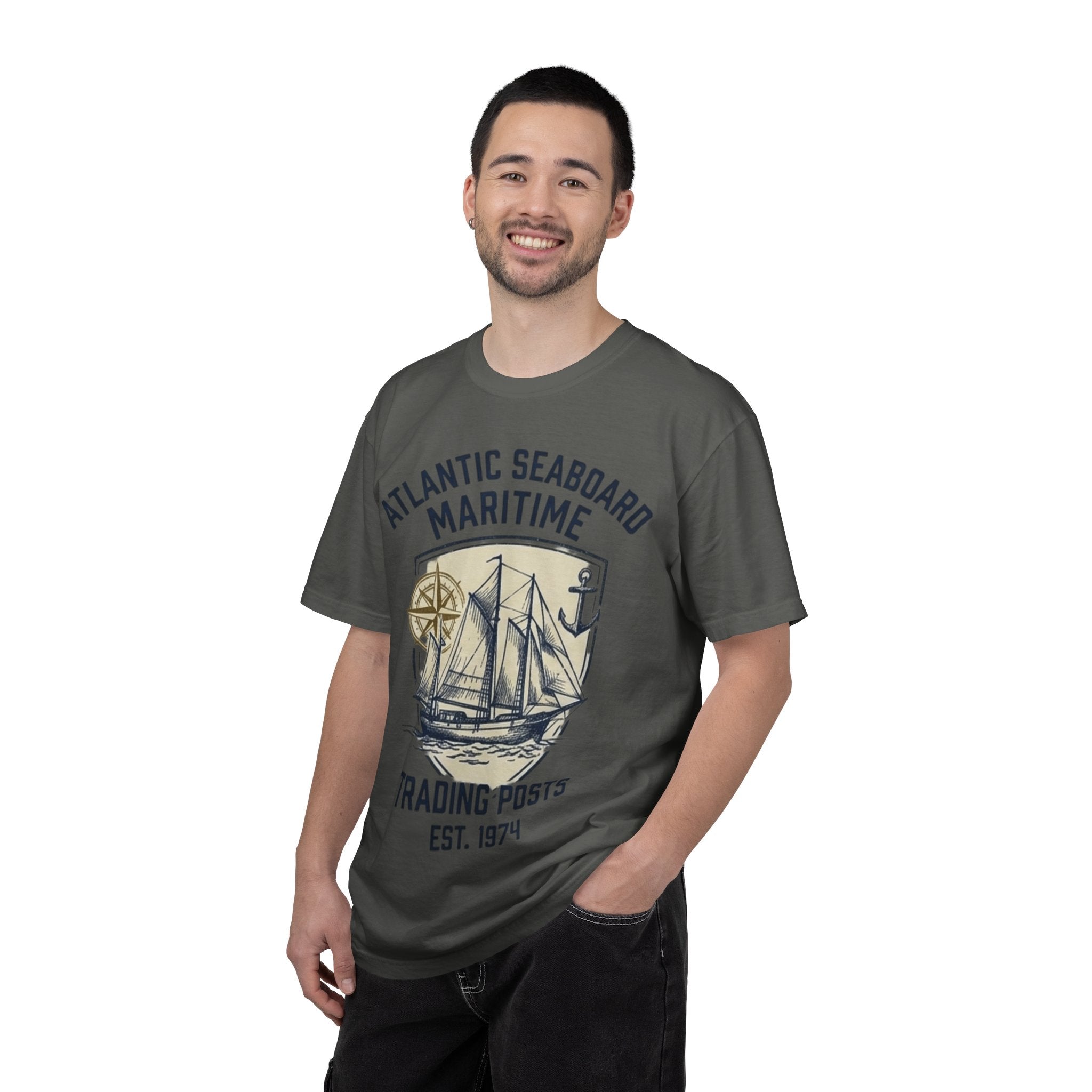 Maritime Sailing Tee — "Atlantic Seaboard" Vintage Ship Graphic