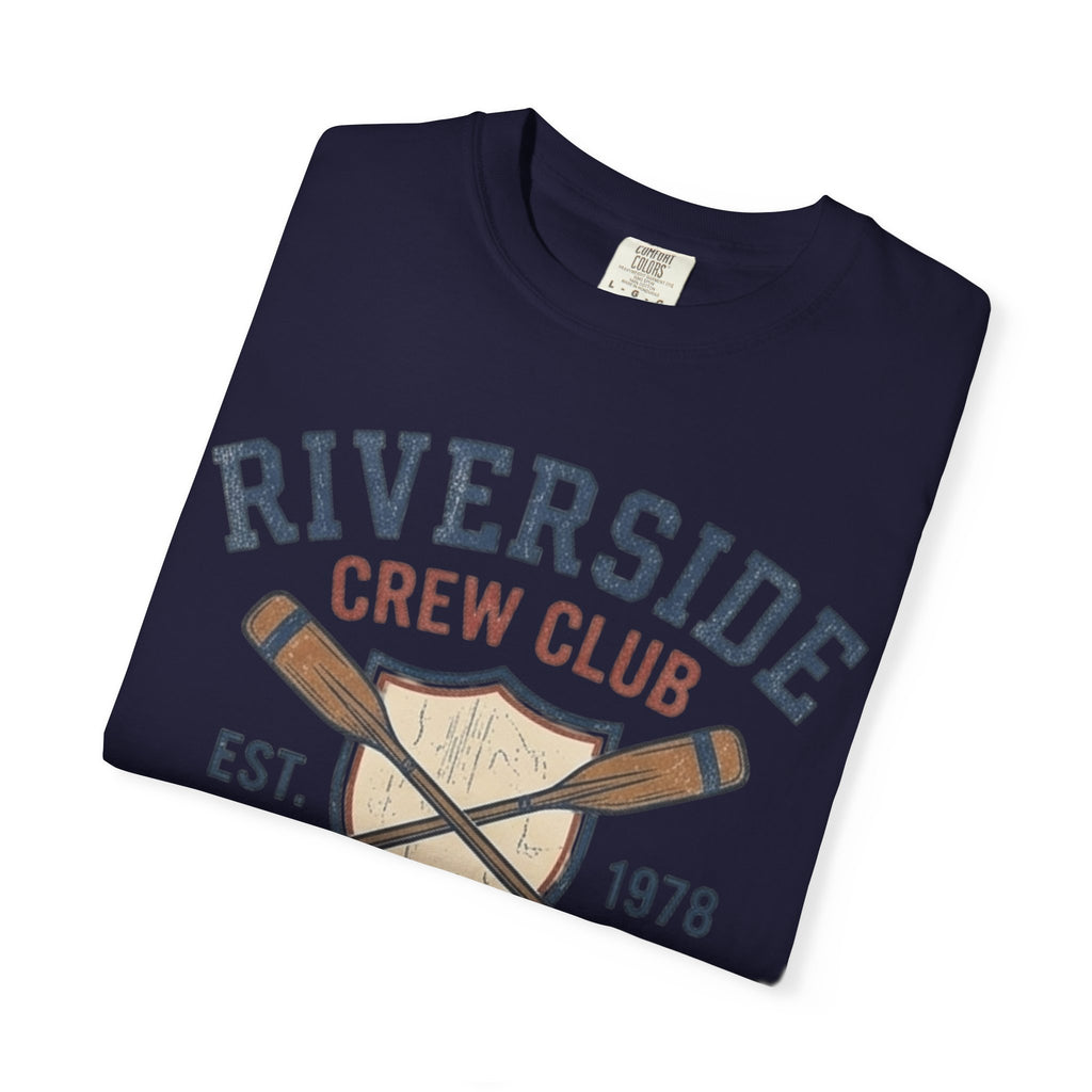 Riverside Crew Club Connecticut T-Shirt — Vintage Oars & Shield Design