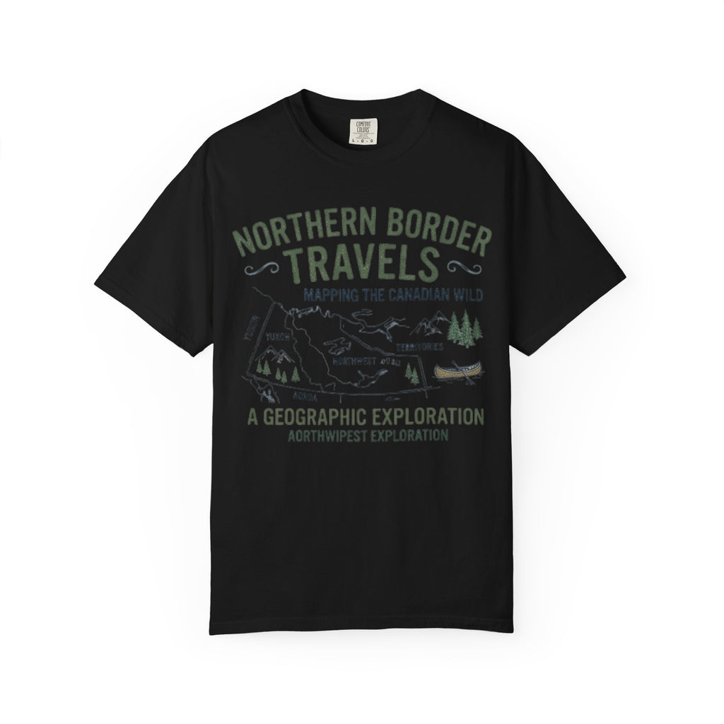 Northern Border Travels T-Shirt — Canadian Wilderness Map Crew Tee