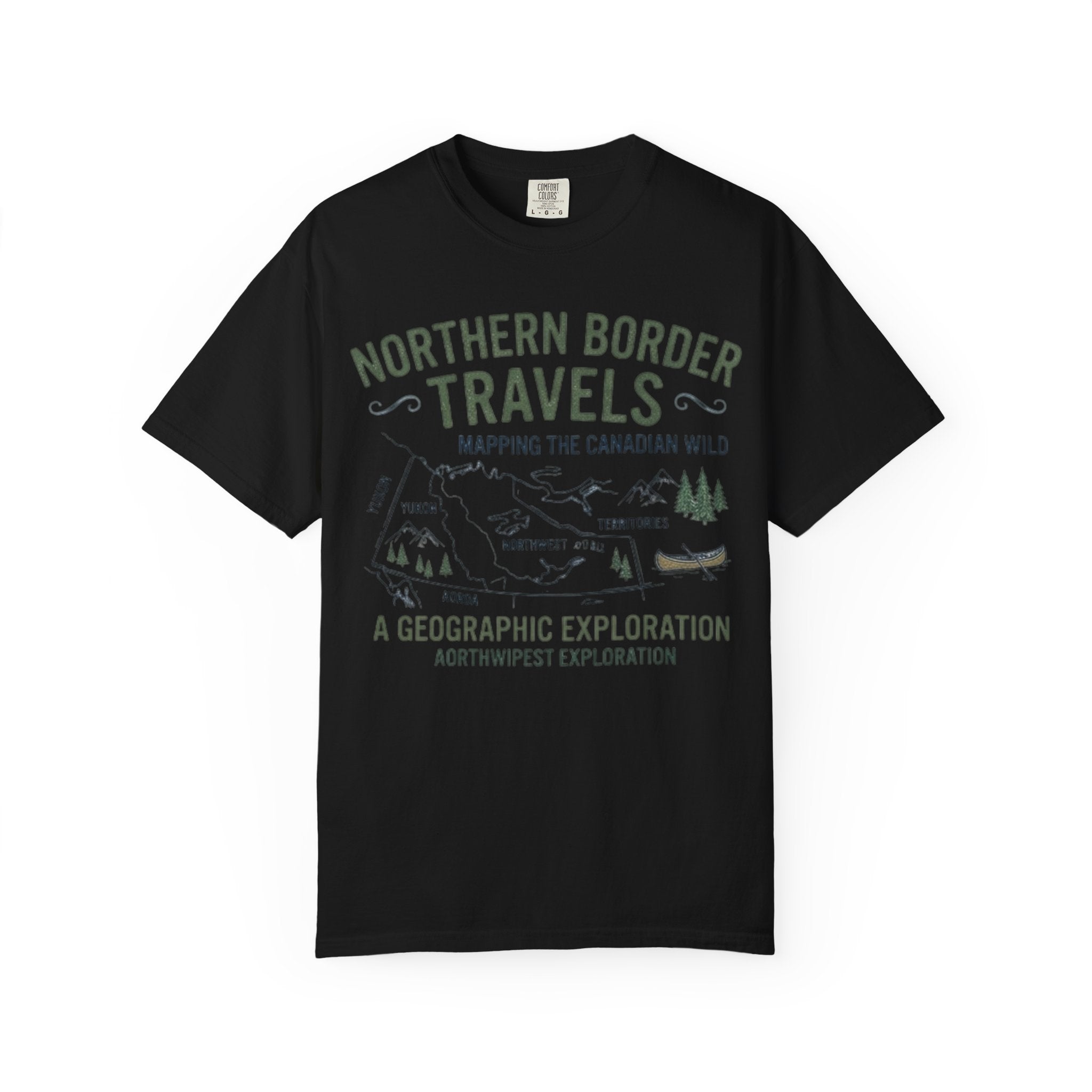 Northern Border Travels T-Shirt — Canadian Wilderness Map Crew Tee