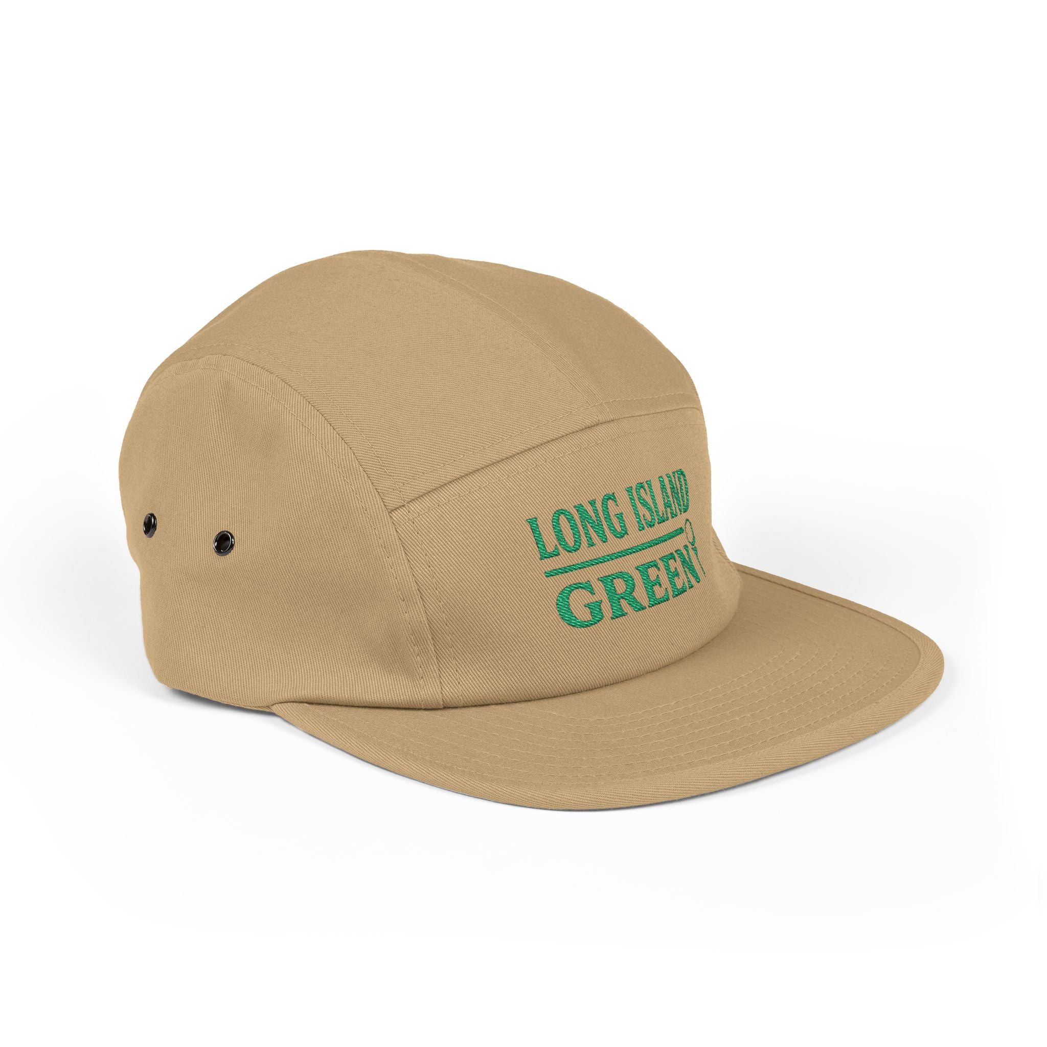 Long Island Green Embroidered 5-Panel Cap - Khaki