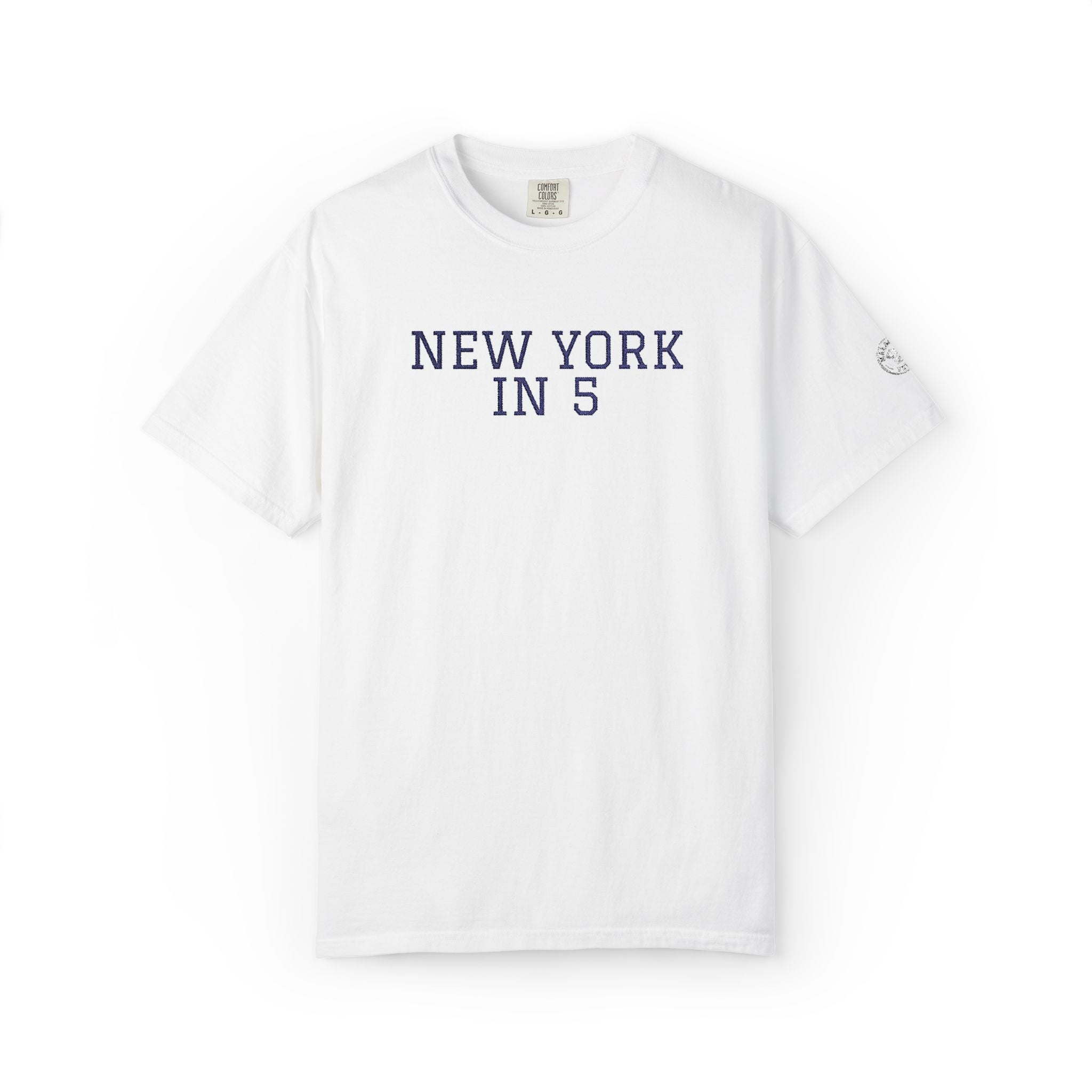 New York in 5 Embroidered - White