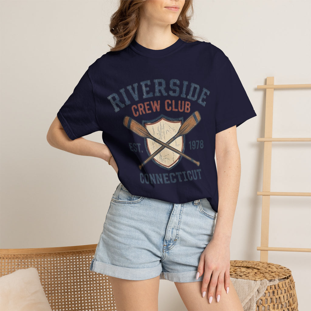 Riverside Crew Club Connecticut T-Shirt — Vintage Oars & Shield Design