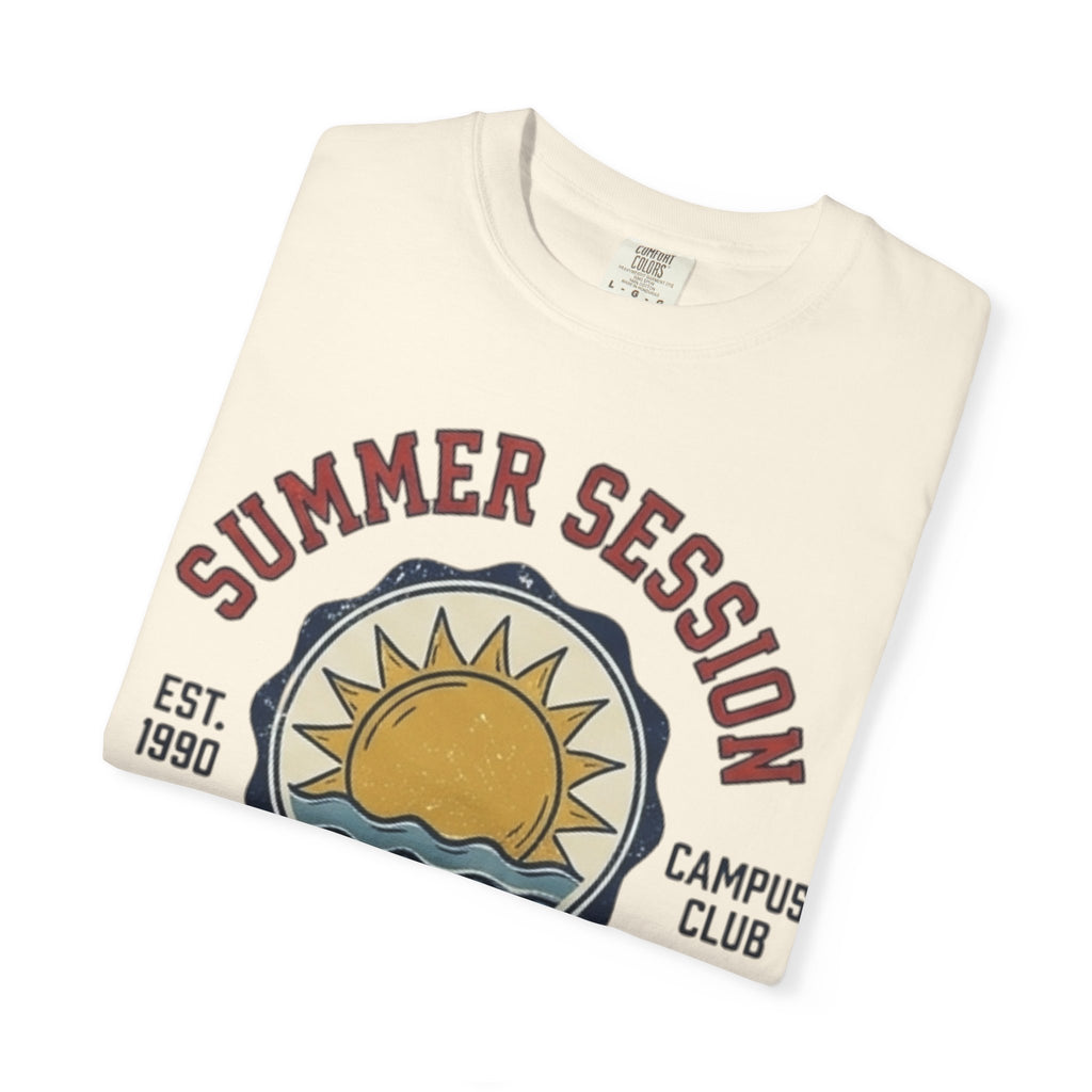 Summer Session Athletics T-Shirt — Vintage Sun & Waves Graphic