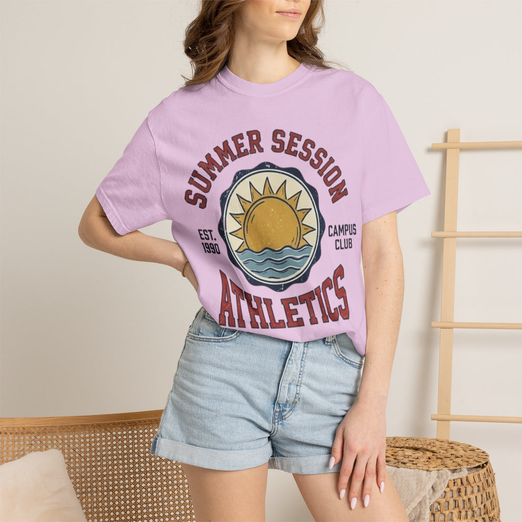Summer Session Athletics T-Shirt — Vintage Sun & Waves Graphic