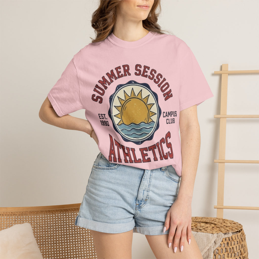Summer Session Athletics T-Shirt — Vintage Sun & Waves Graphic