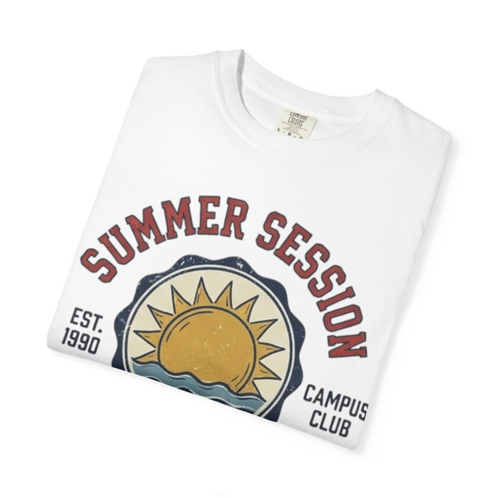 Summer Session Athletics T-Shirt — Vintage Sun & Waves Graphic