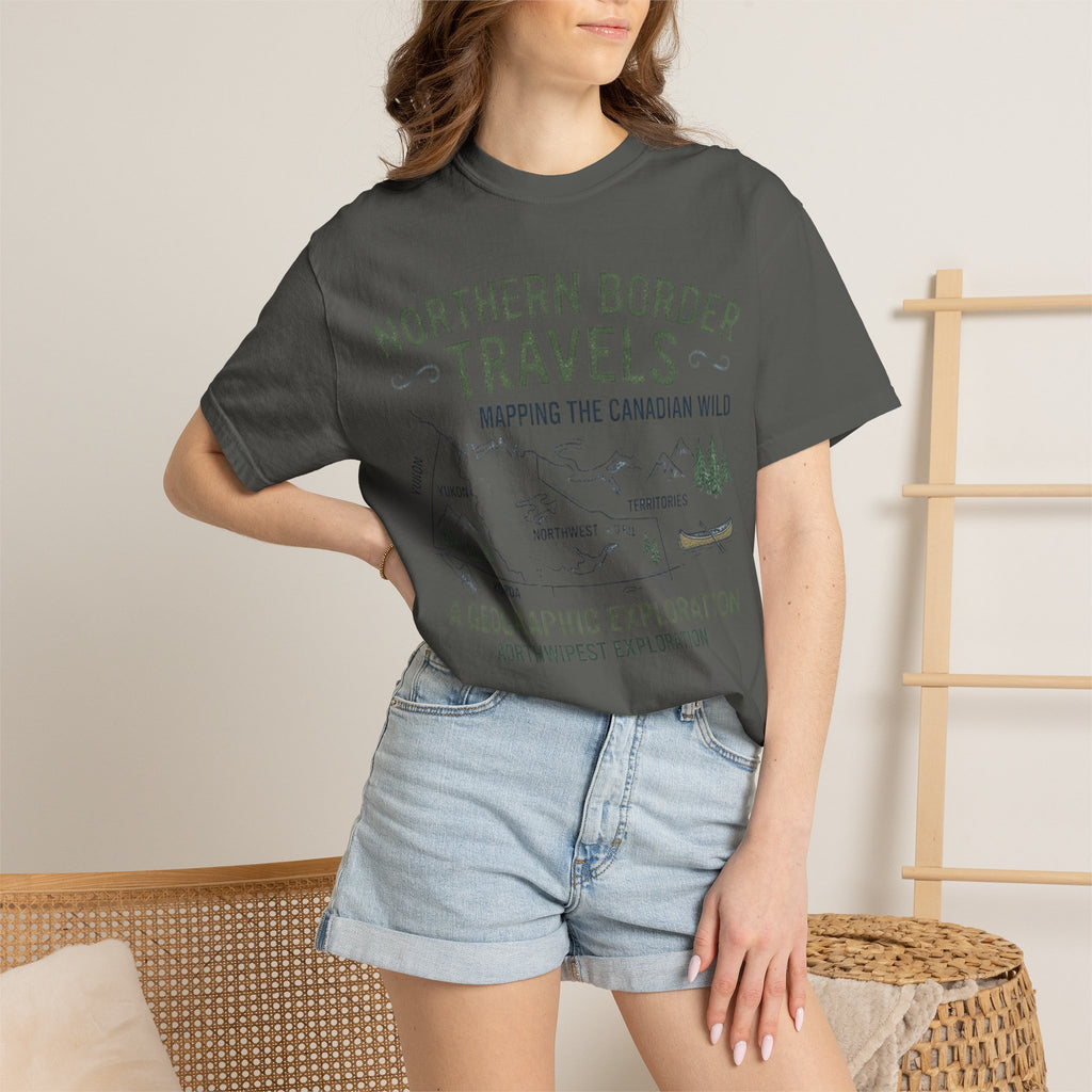 Northern Border Travels T-Shirt — Canadian Wilderness Map Crew Tee