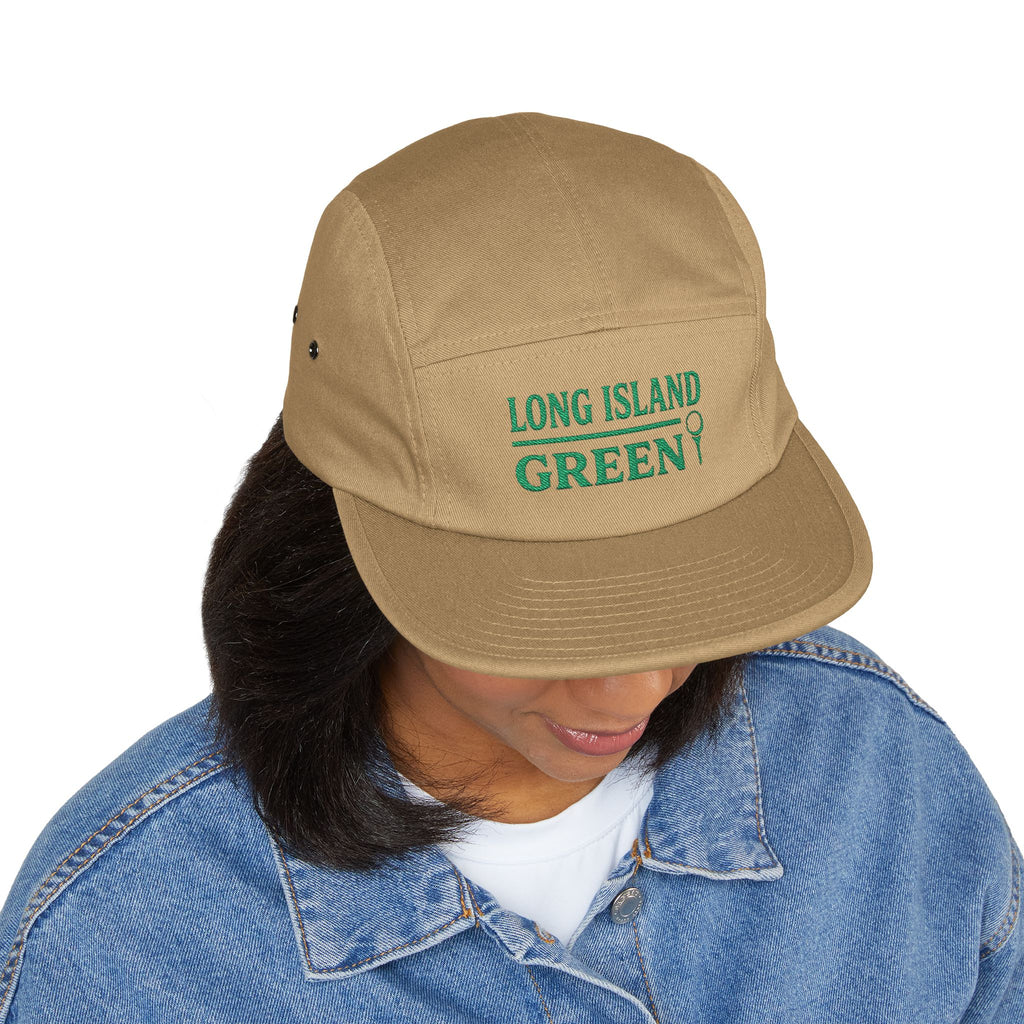 Long Island Green Embroidered 5-Panel Cap - Khaki