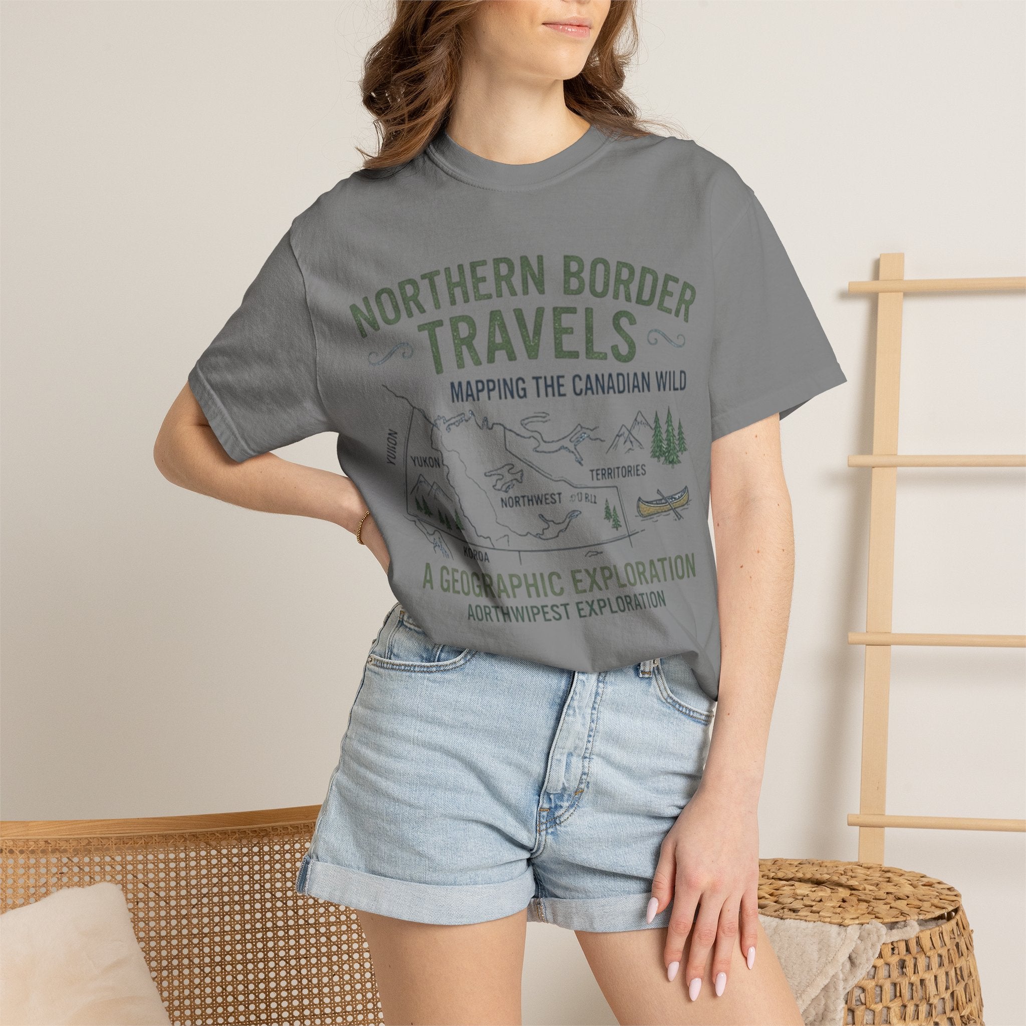 Northern Border Travels T-Shirt — Canadian Wilderness Map Crew Tee