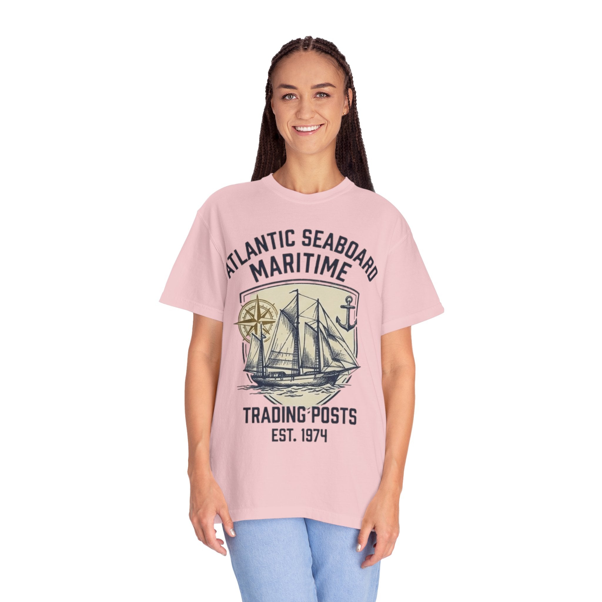 Maritime Sailing Tee — "Atlantic Seaboard" Vintage Ship Graphic