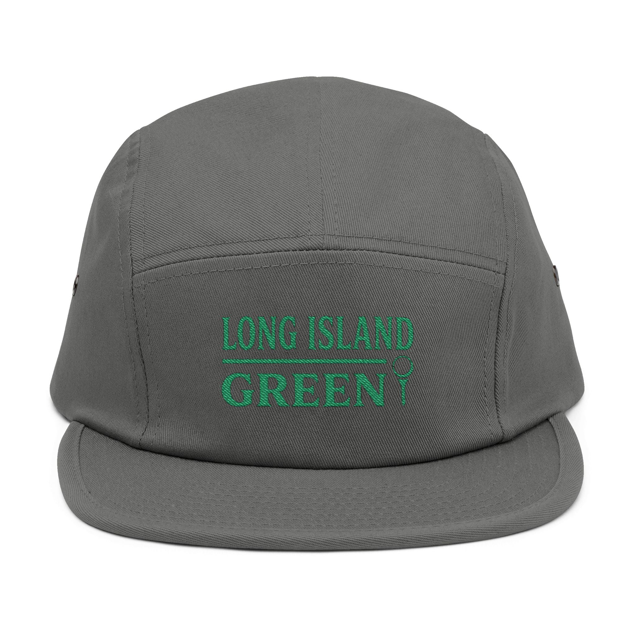 Long Island Green Embroidered 5-Panel Cap - Grey