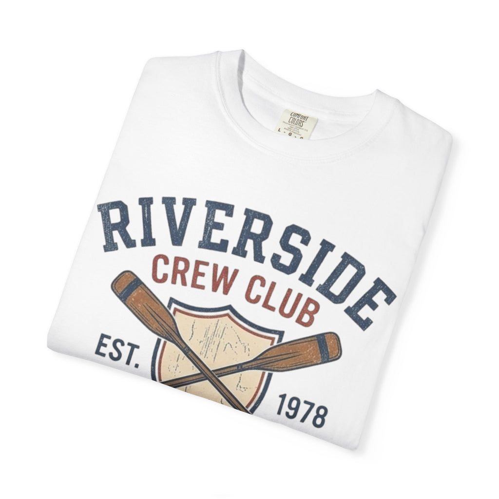 Riverside Crew Club Connecticut T-Shirt — Vintage Oars & Shield Design