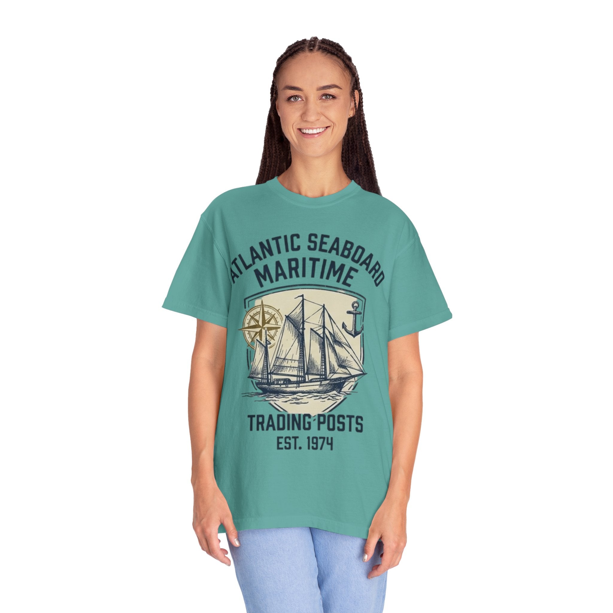 Maritime Sailing Tee — "Atlantic Seaboard" Vintage Ship Graphic