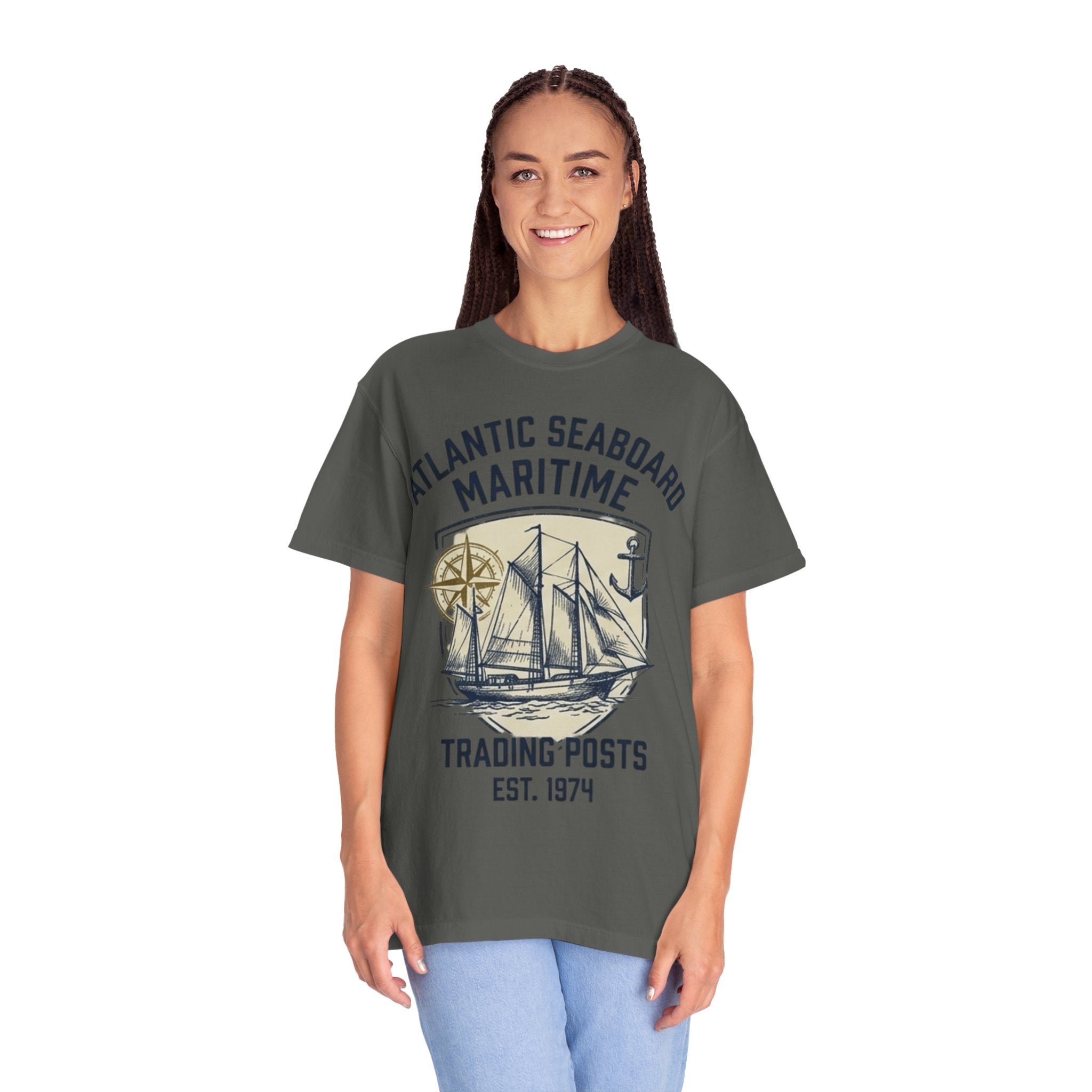 Maritime Sailing Tee — "Atlantic Seaboard" Vintage Ship Graphic