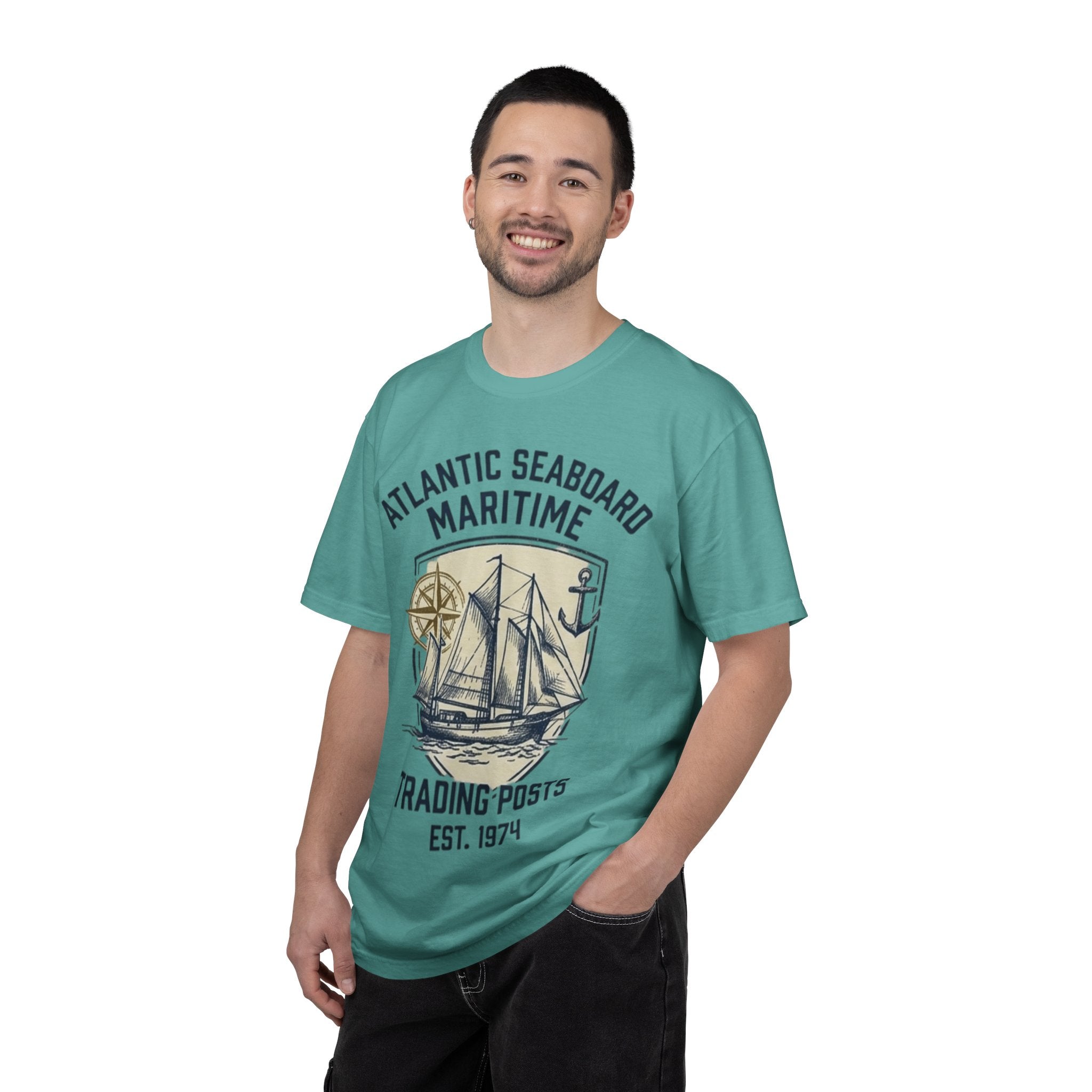 Maritime Sailing Tee — "Atlantic Seaboard" Vintage Ship Graphic
