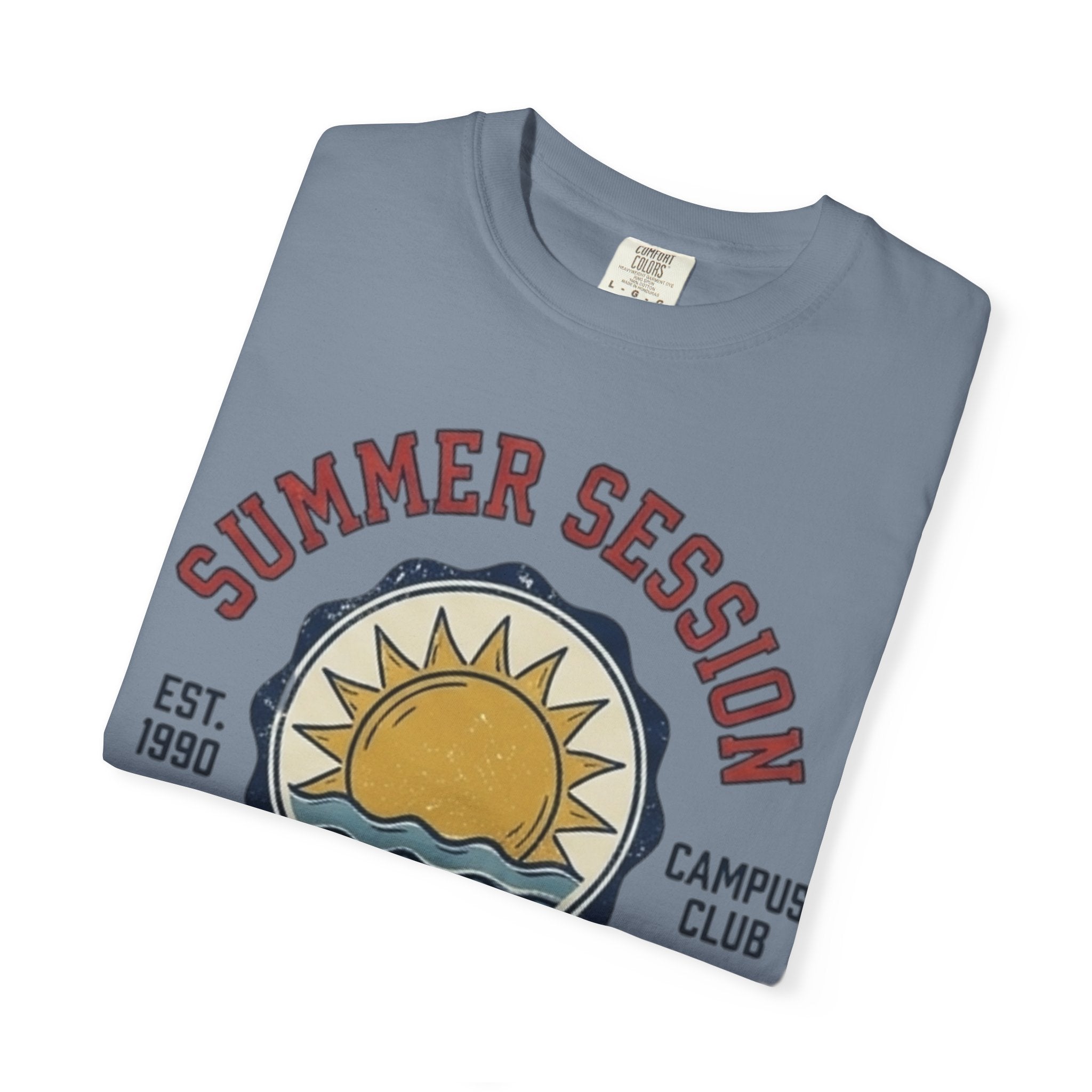 Summer Session Athletics T-Shirt — Vintage Sun & Waves Graphic
