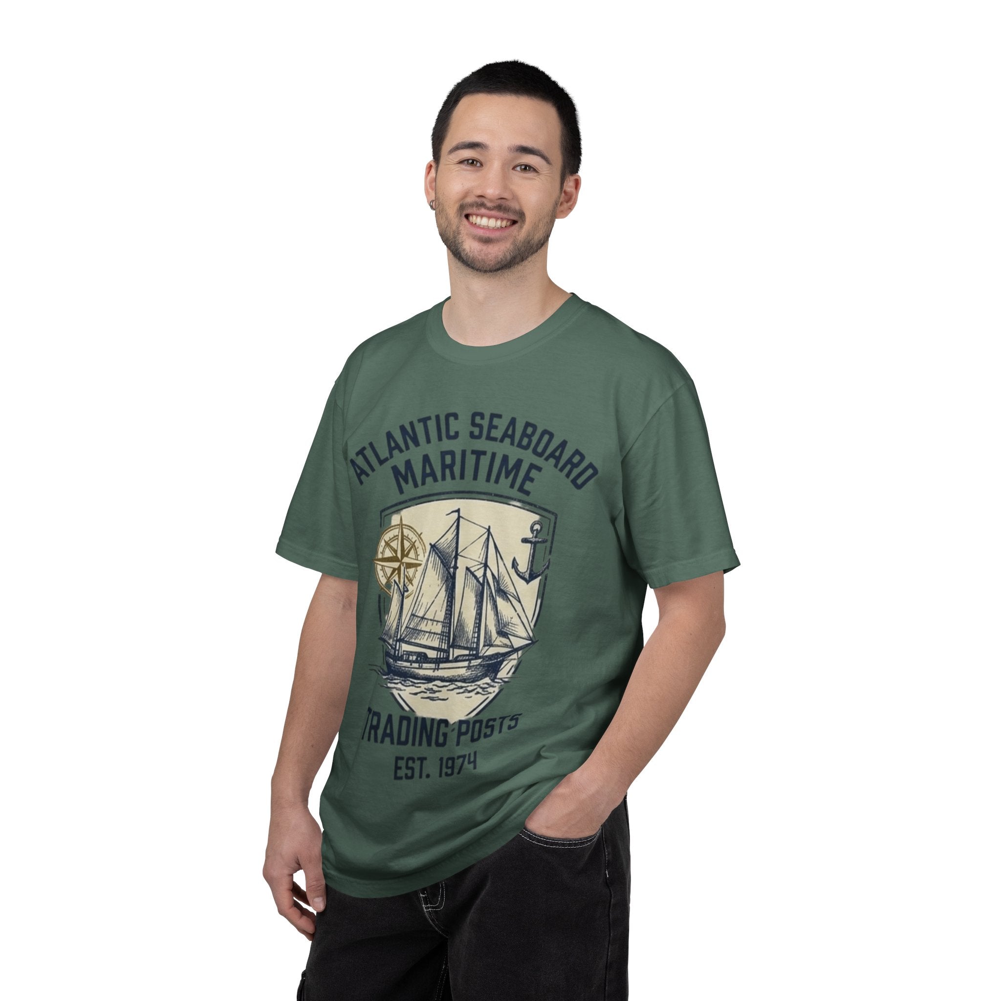 Maritime Sailing Tee — "Atlantic Seaboard" Vintage Ship Graphic
