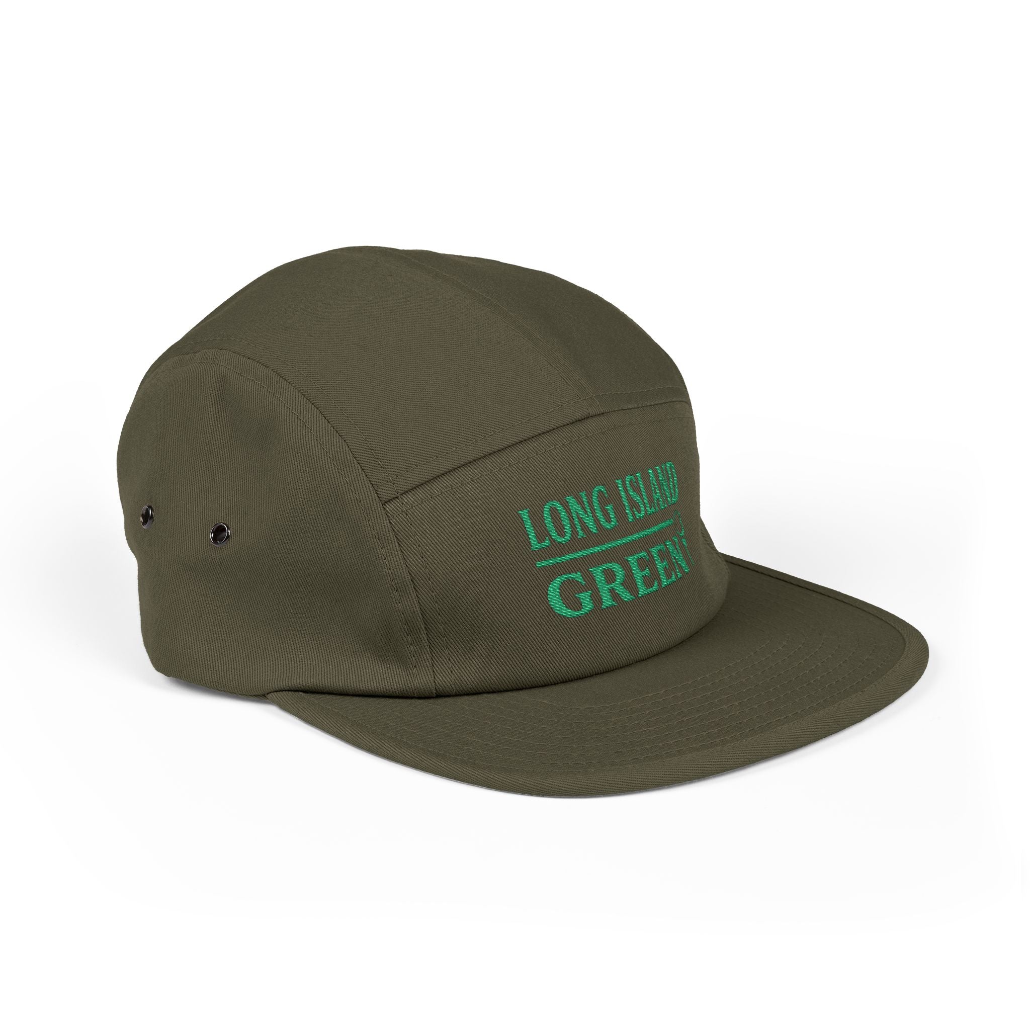 Long Island Green Embroidered 5-Panel Cap - Olive