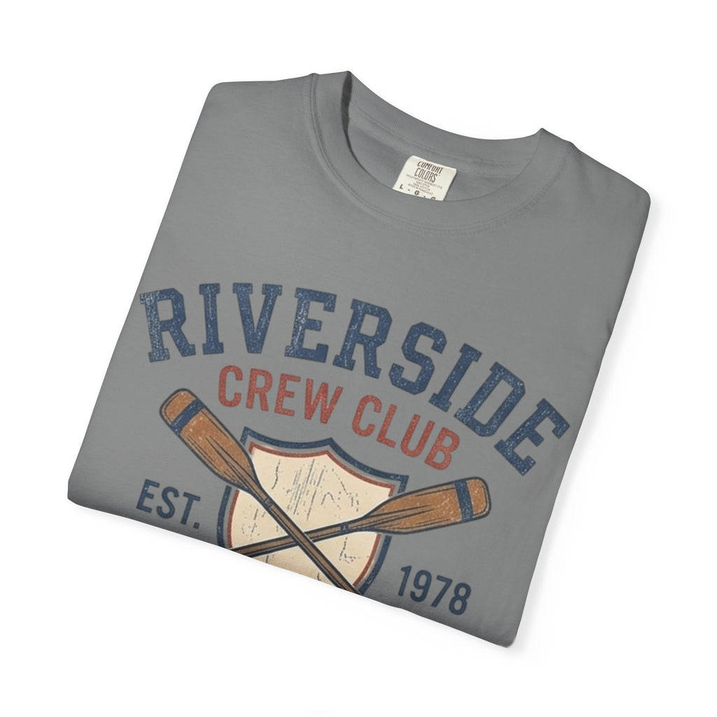 Riverside Crew Club Connecticut T-Shirt — Vintage Oars & Shield Design