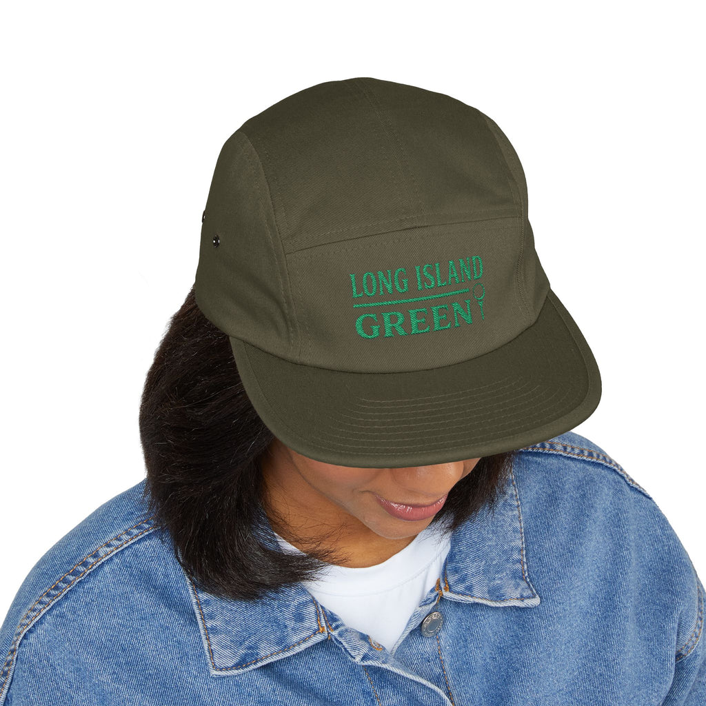 Long Island Green Embroidered 5-Panel Cap - Olive