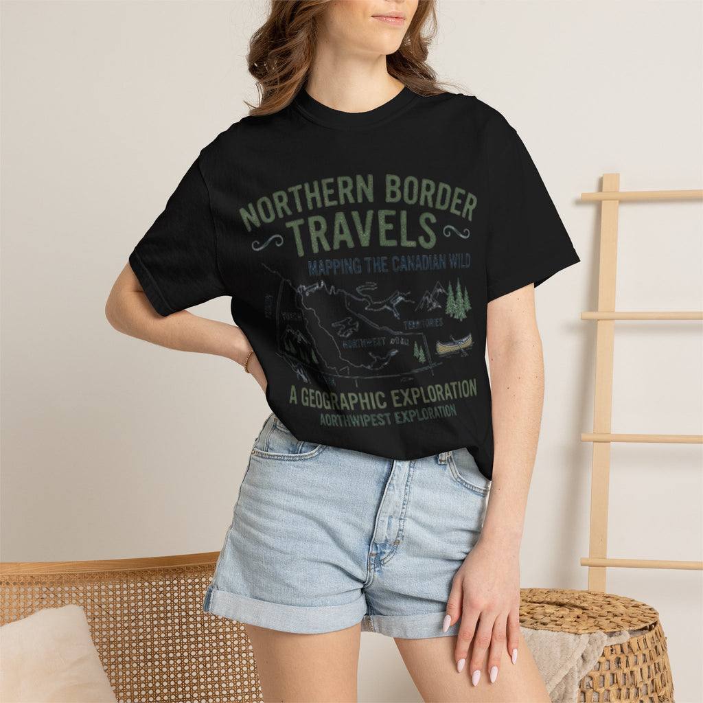 Northern Border Travels T-Shirt — Canadian Wilderness Map Crew Tee