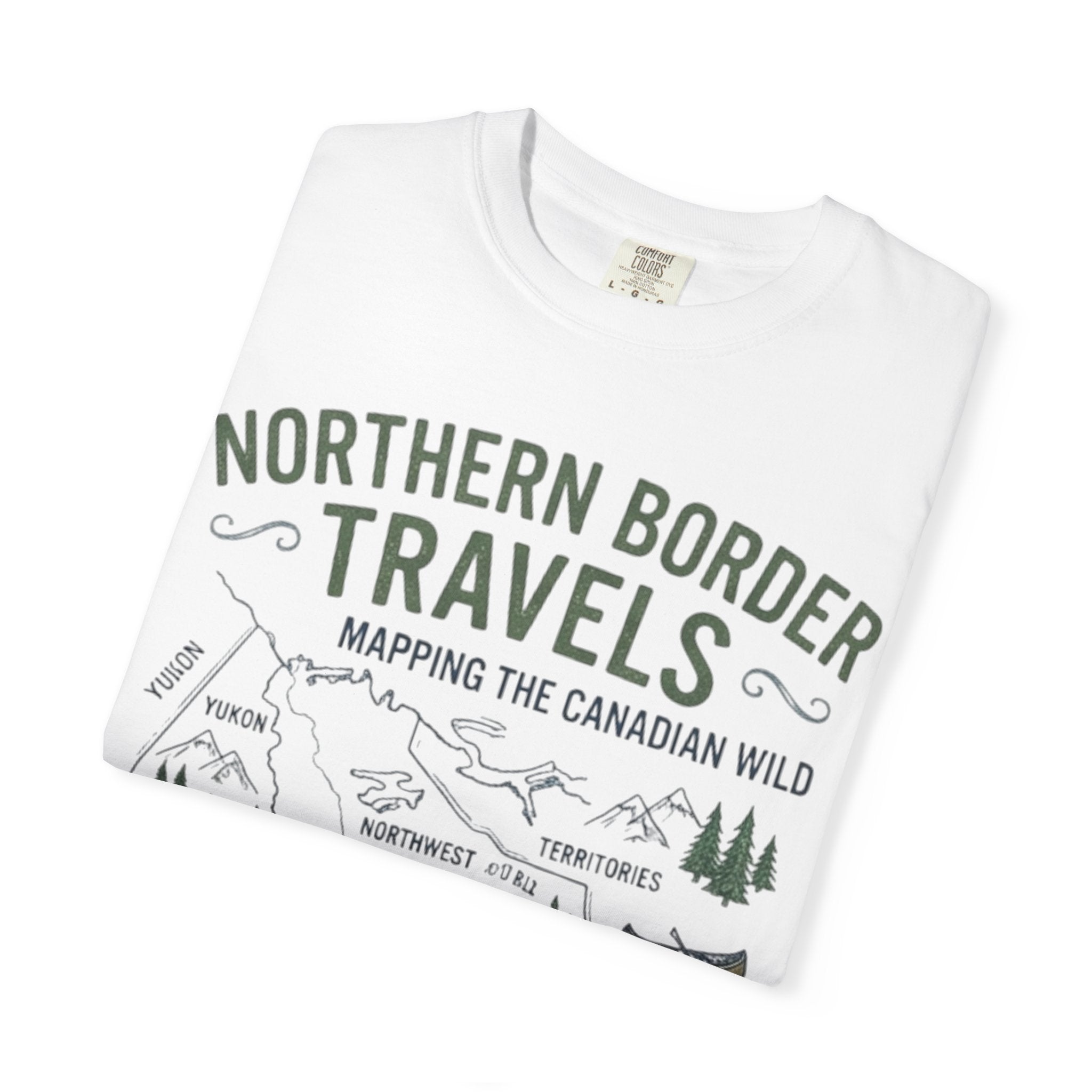 Northern Border Travels T-Shirt — Canadian Wilderness Map Crew Tee