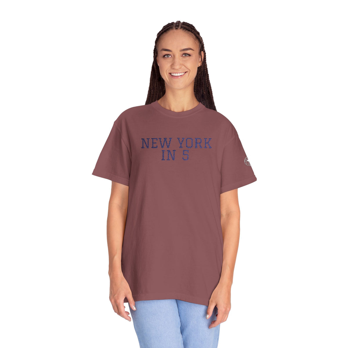 New York in 5 Embroidered - Brick