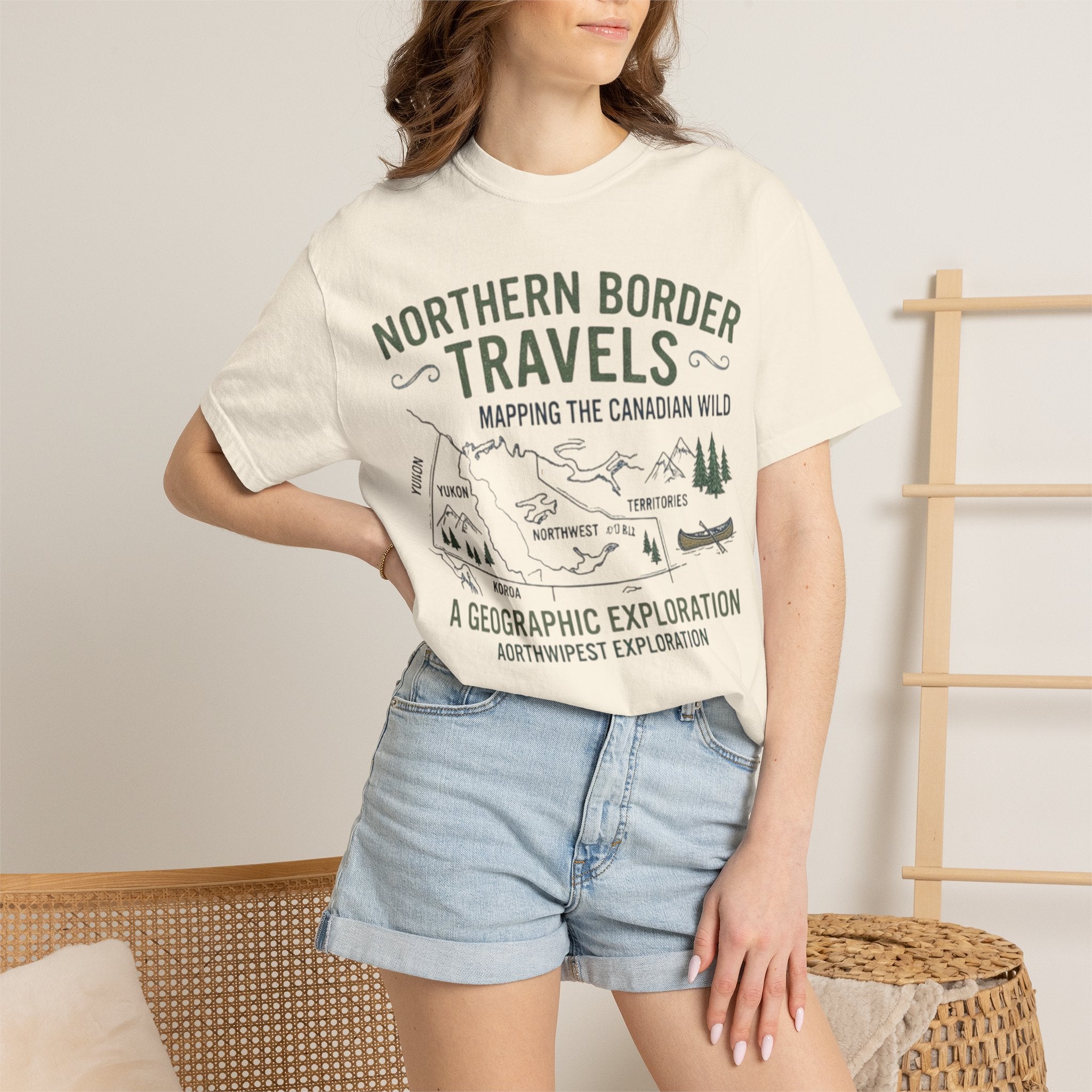 Northern Border Travels T-Shirt — Canadian Wilderness Map Crew Tee