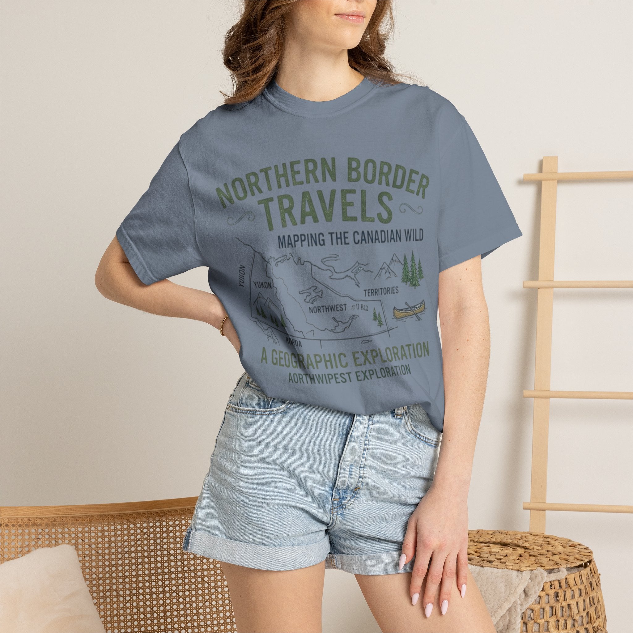Northern Border Travels T-Shirt — Canadian Wilderness Map Crew Tee
