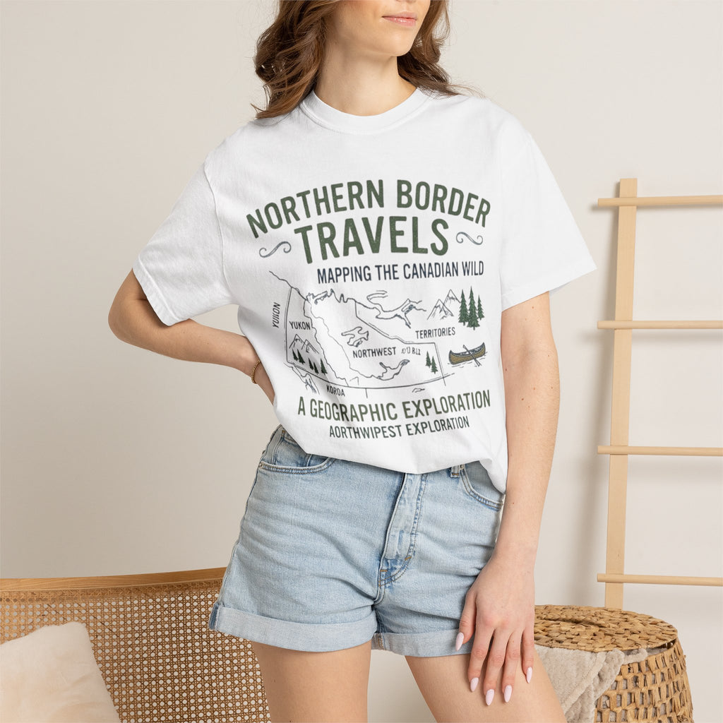Northern Border Travels T-Shirt — Canadian Wilderness Map Crew Tee