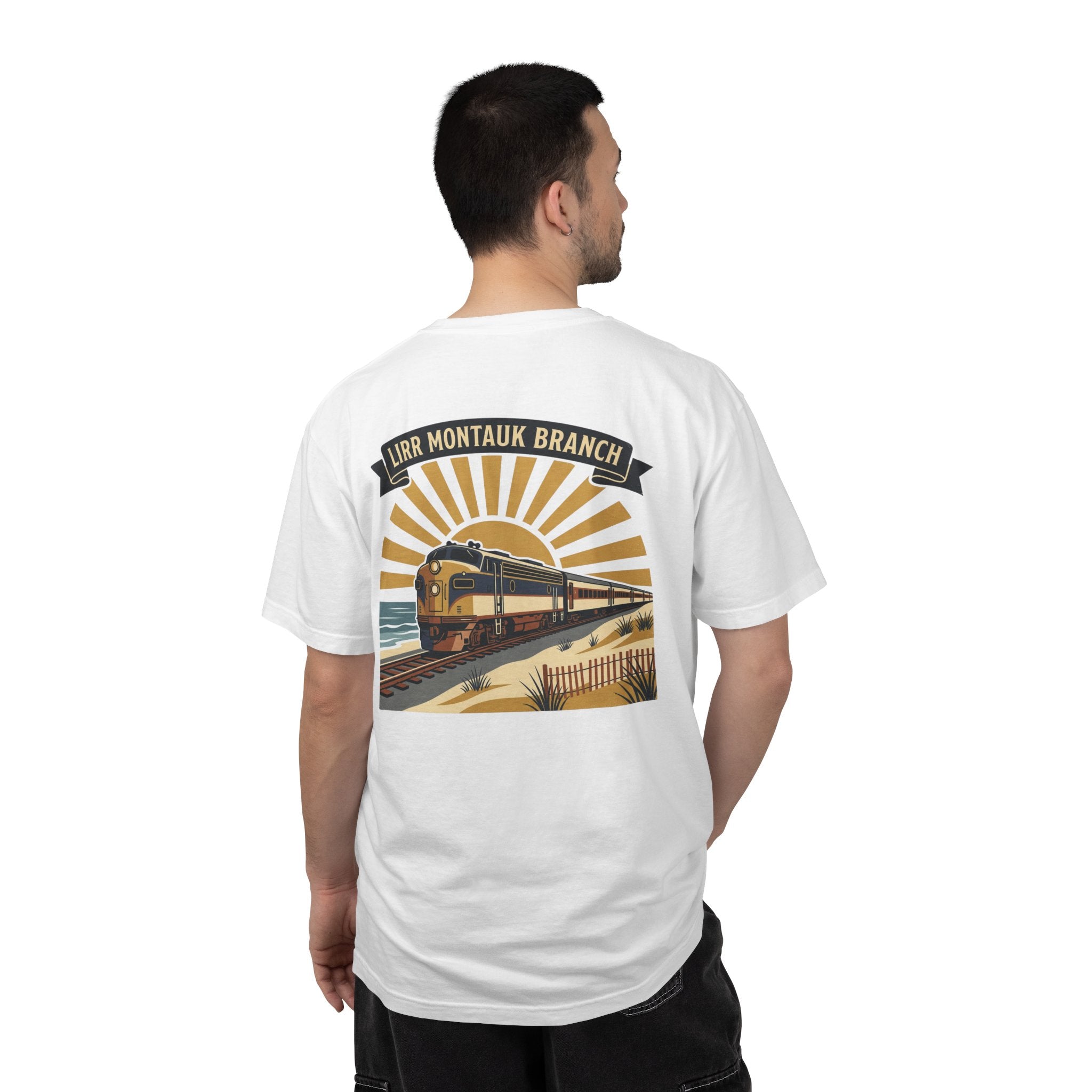Montauk Branch Train Sunset - White