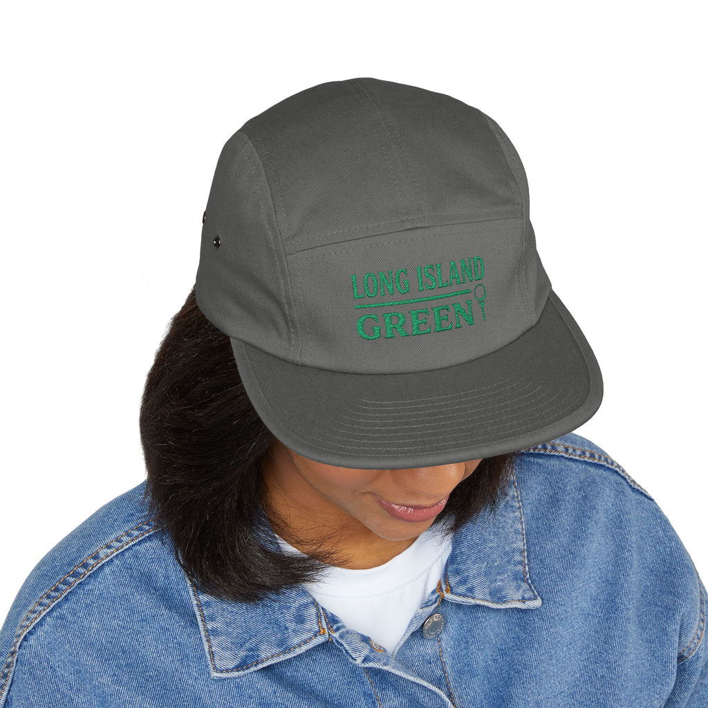 Long Island Green Embroidered 5-Panel Cap - Grey