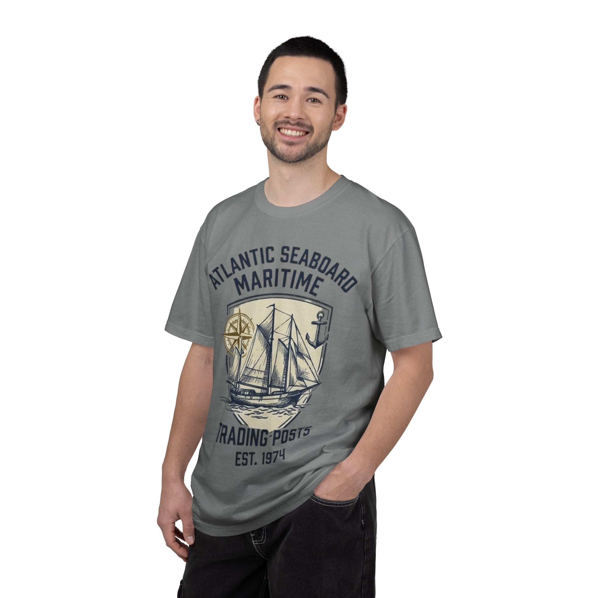Maritime Sailing Tee — "Atlantic Seaboard" Vintage Ship Graphic