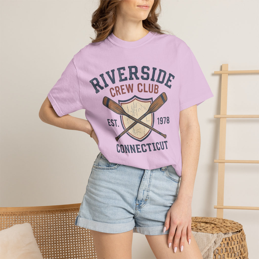 Riverside Crew Club Connecticut T-Shirt — Vintage Oars & Shield Design