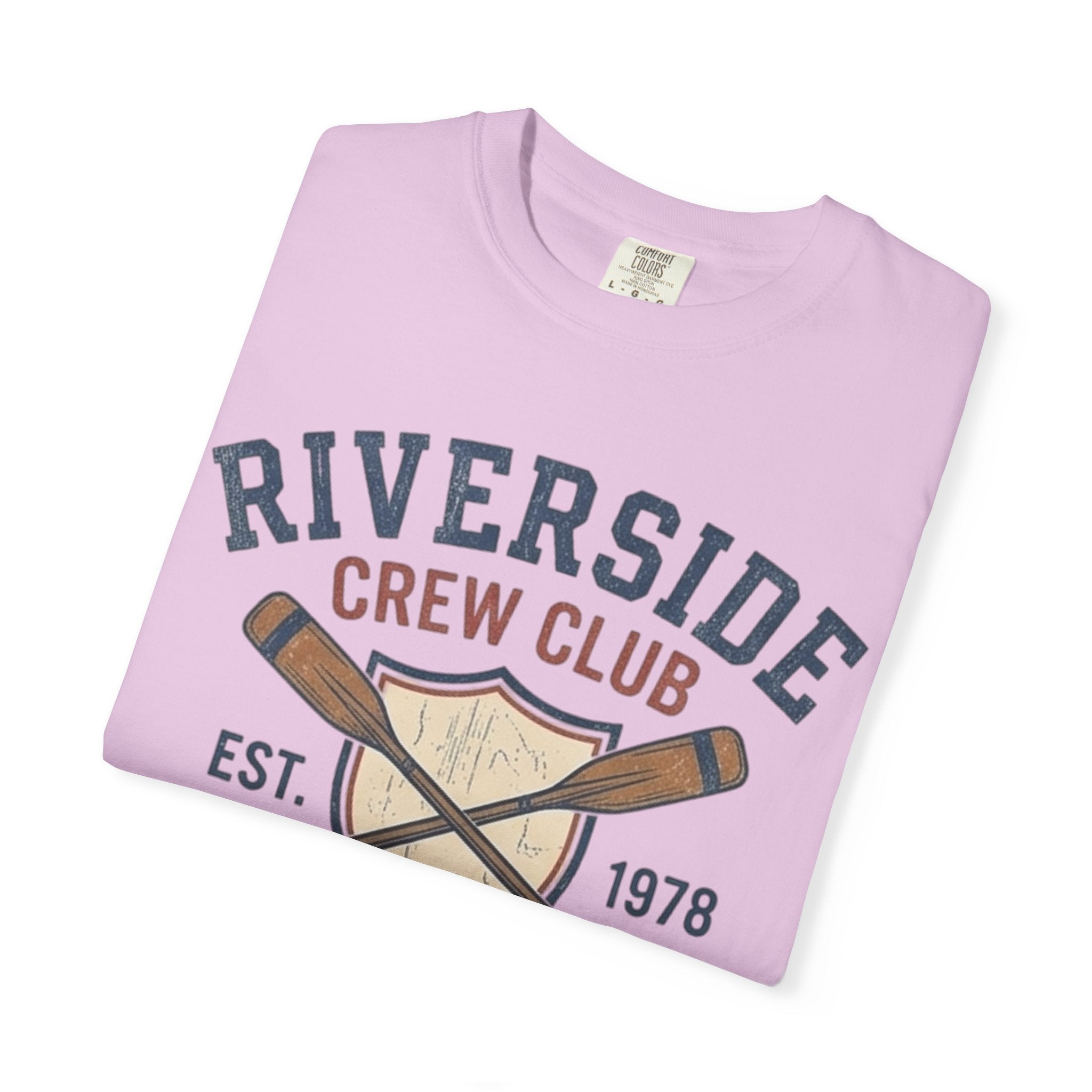 Riverside Crew Club Connecticut T-Shirt — Vintage Oars & Shield Design