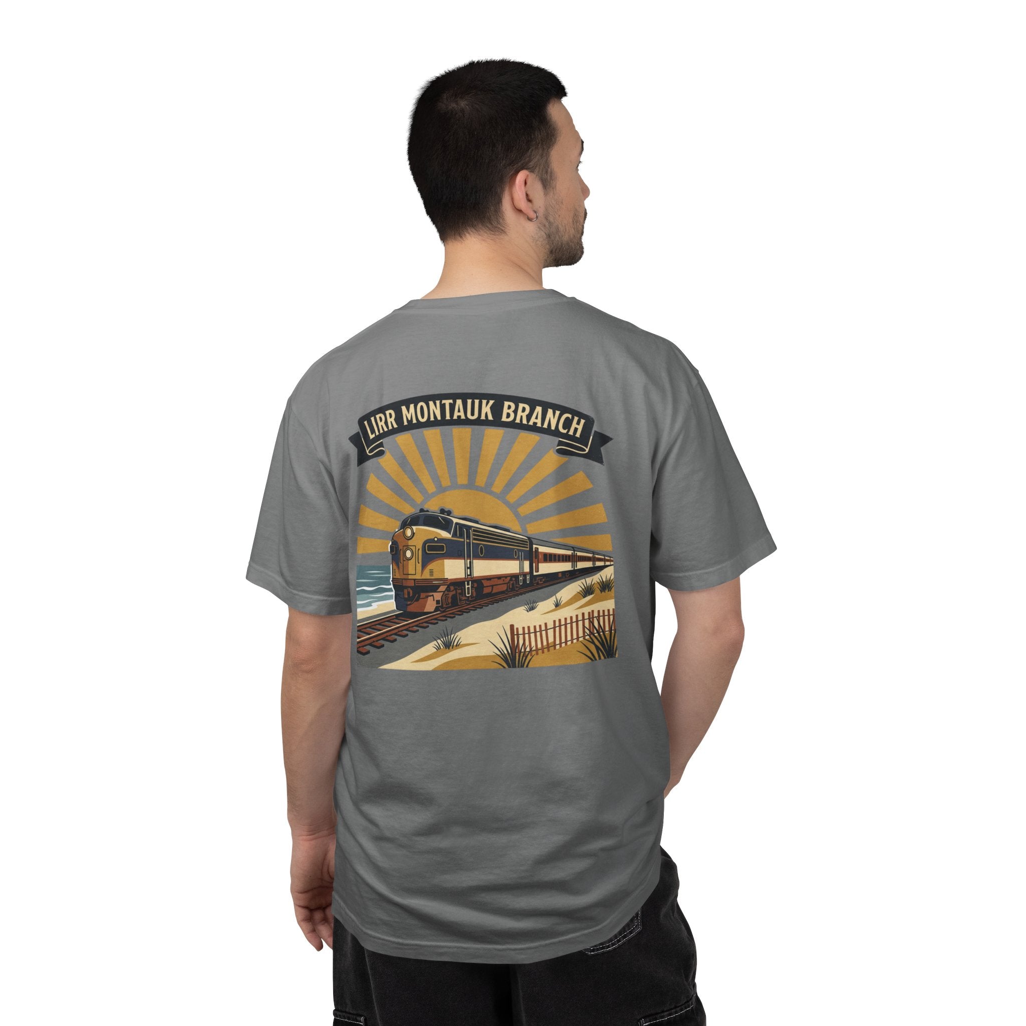 Montauk Branch Train Sunset - Grey