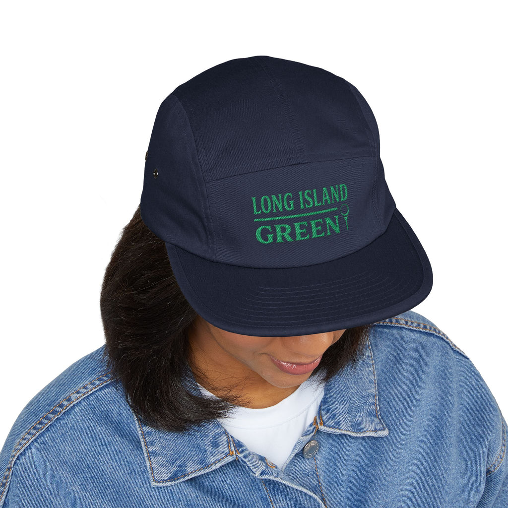 Long Island Green Embroidered 5-Panel Cap - Navy