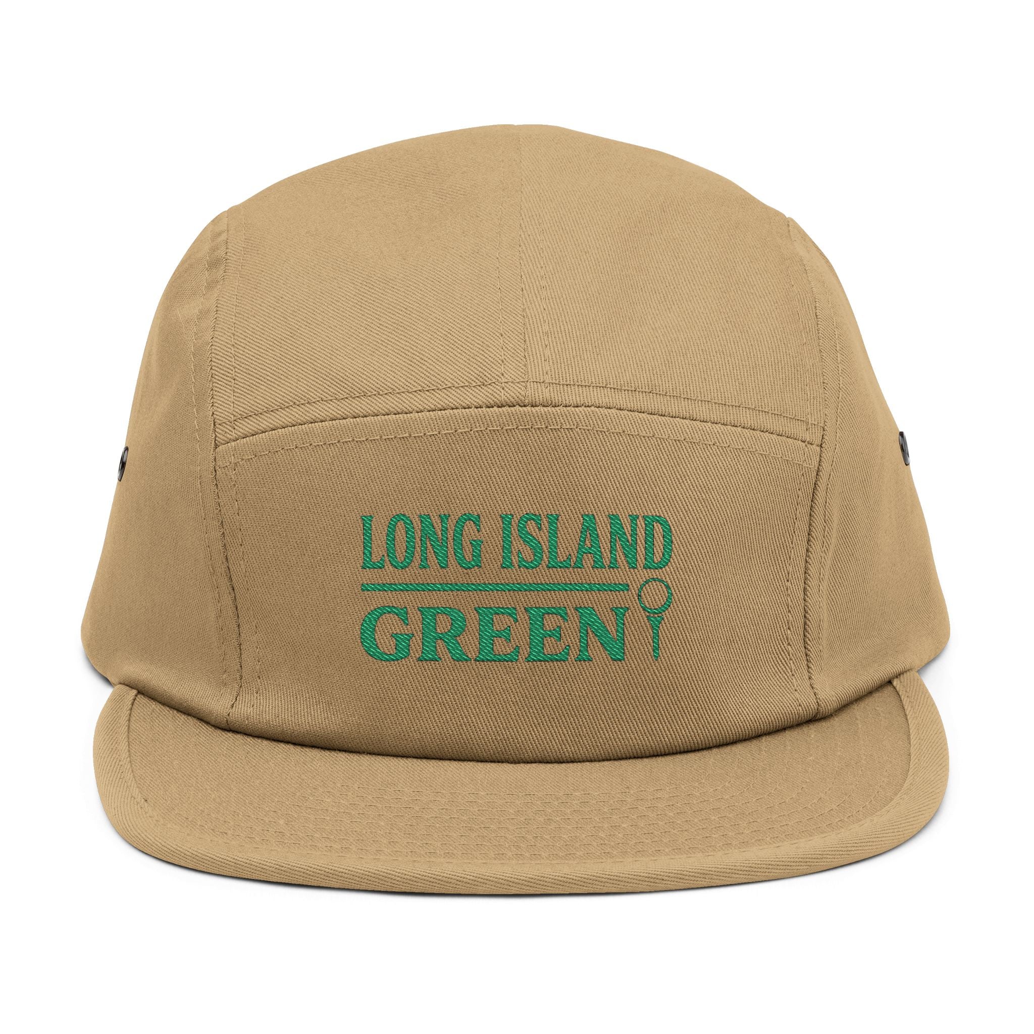 Long Island Green Embroidered 5-Panel Cap - Khaki