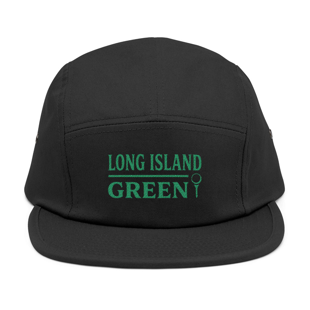Long Island Green Embroidered 5-Panel Cap - Black