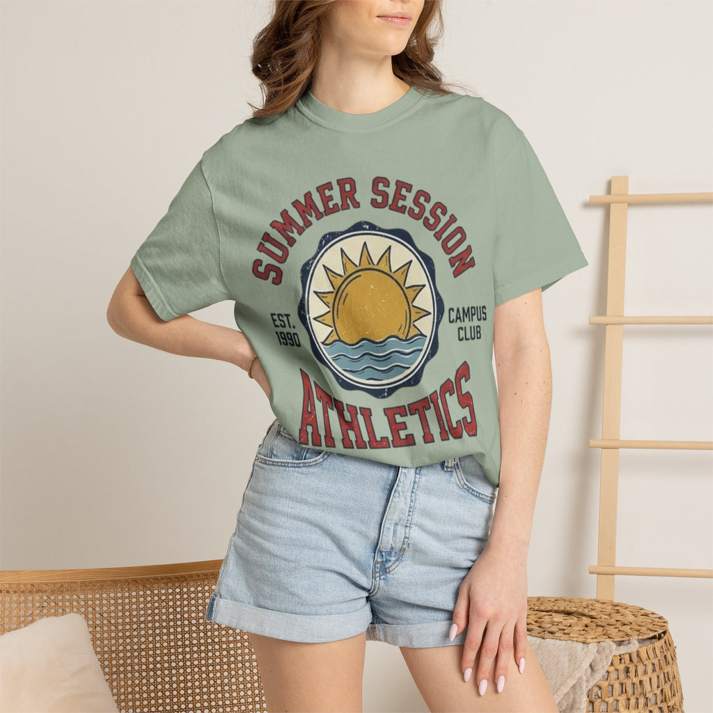 Summer Session Athletics T-Shirt — Vintage Sun & Waves Graphic