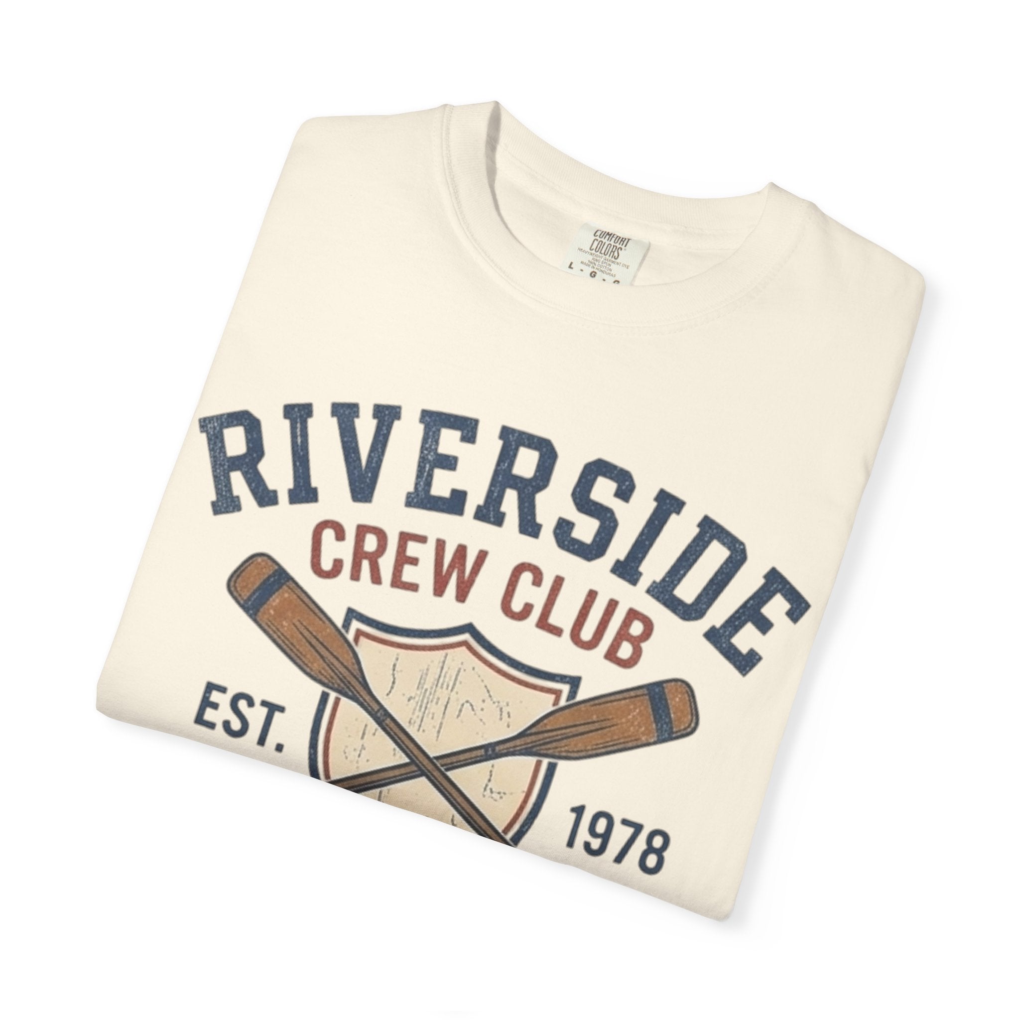 Riverside Crew Club Connecticut T-Shirt — Vintage Oars & Shield Design