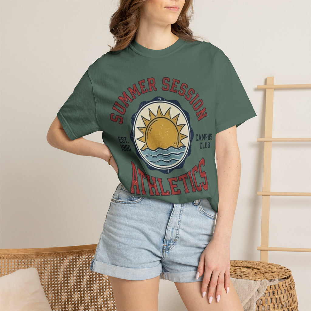 Summer Session Athletics T-Shirt — Vintage Sun & Waves Graphic