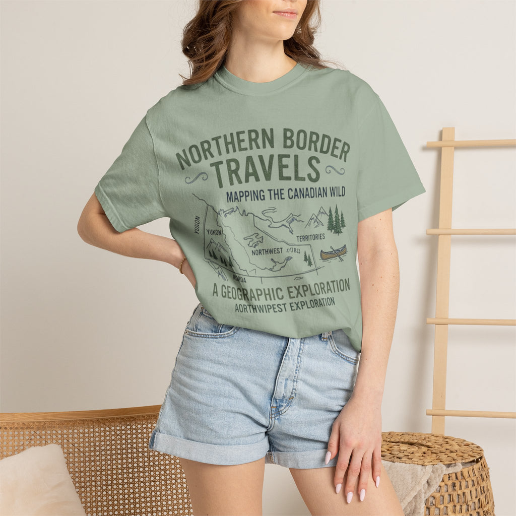 Northern Border Travels T-Shirt — Canadian Wilderness Map Crew Tee