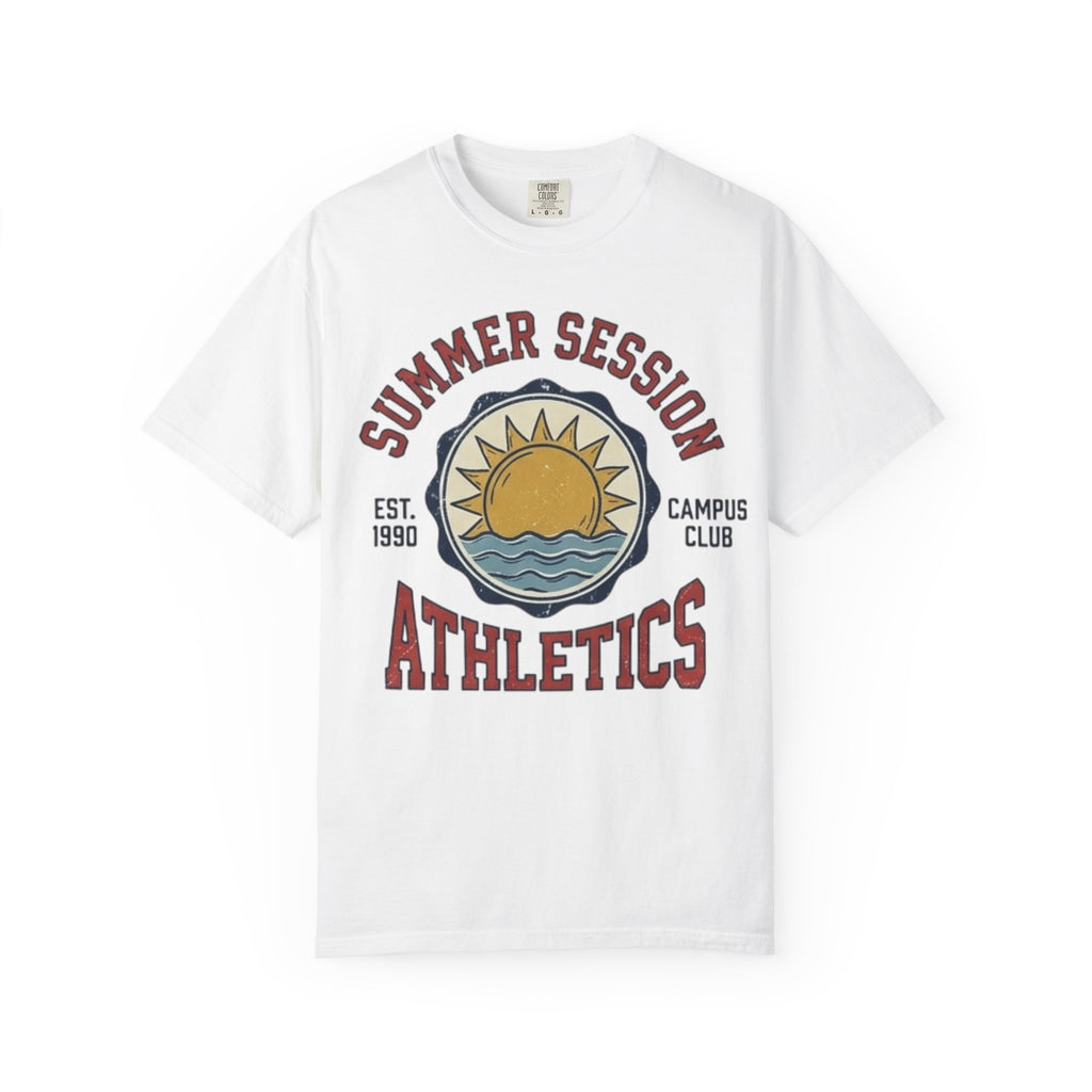 Summer Session Athletics T-Shirt — Vintage Sun & Waves Graphic