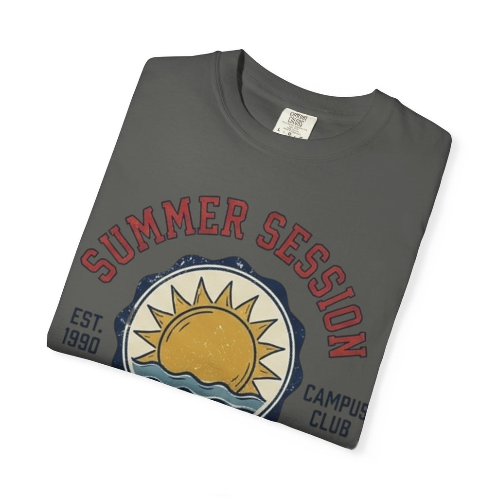 Summer Session Athletics T-Shirt — Vintage Sun & Waves Graphic