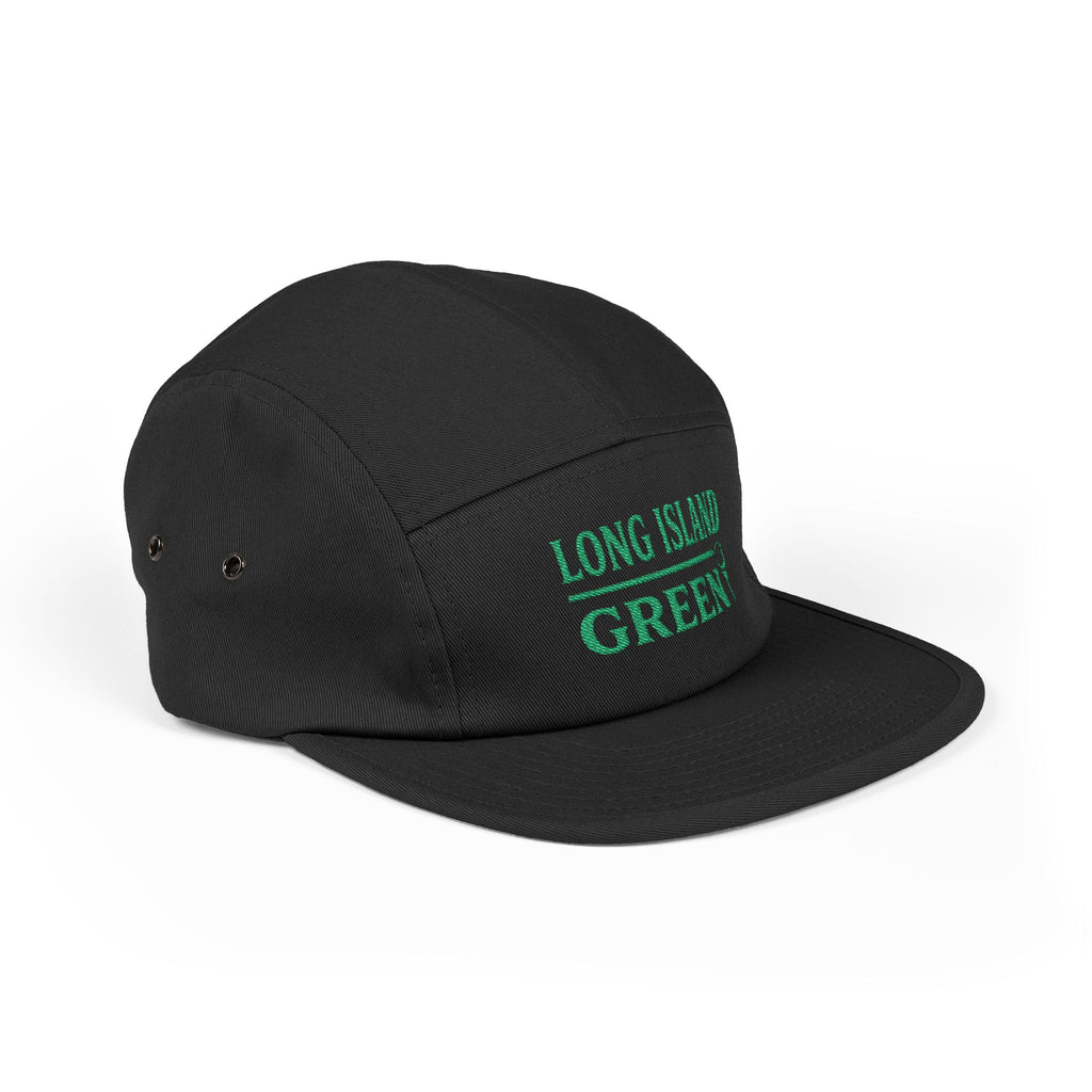 Long Island Green Embroidered 5-Panel Cap - Black