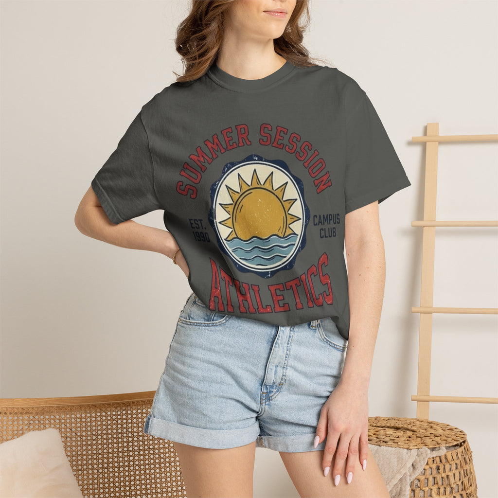 Summer Session Athletics T-Shirt — Vintage Sun & Waves Graphic