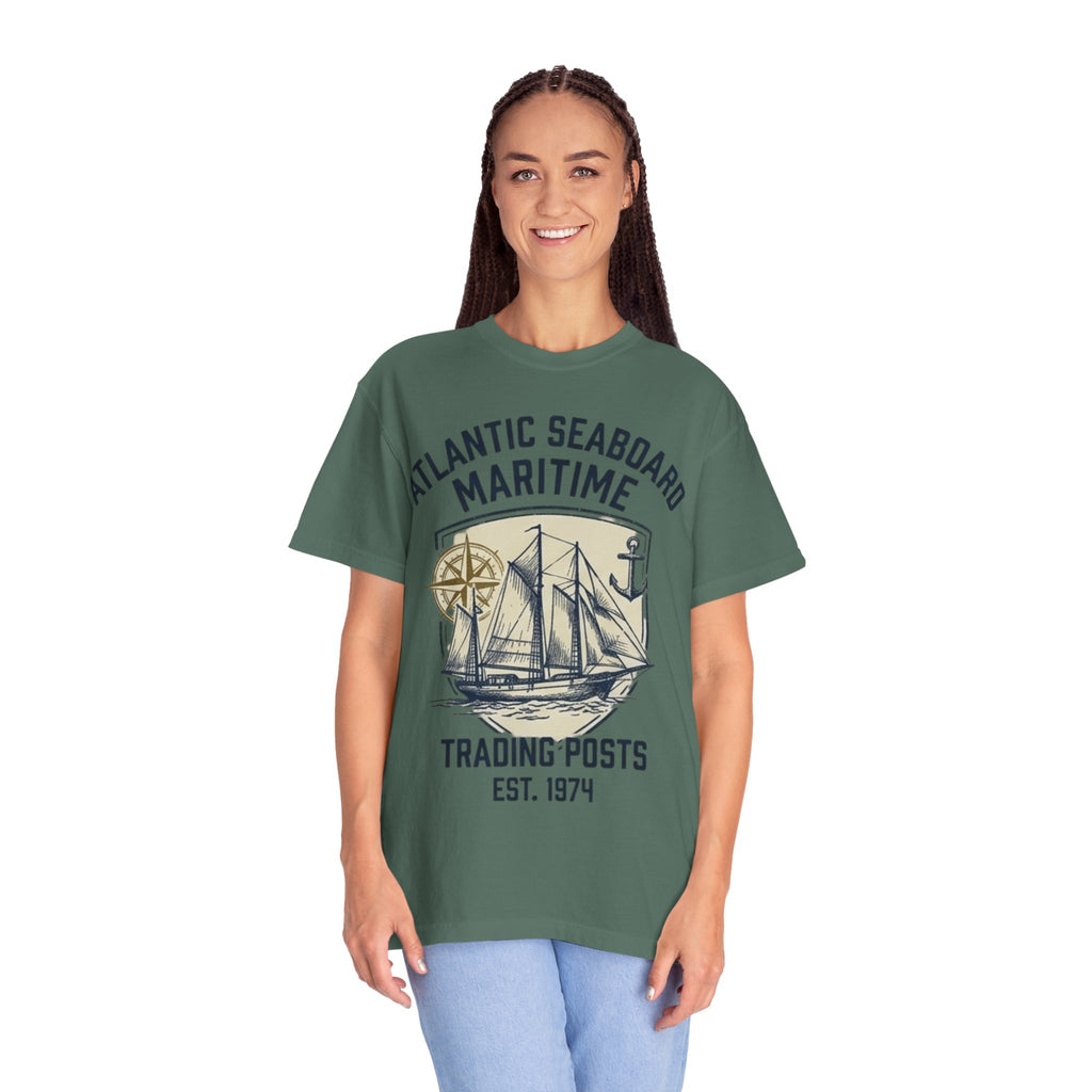 Maritime Sailing Tee — "Atlantic Seaboard" Vintage Ship Graphic